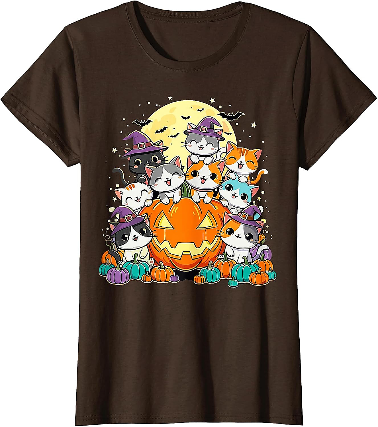 Halloween Cat Kawaii Pumpkin T-Shirt | Cute Spooky Tee