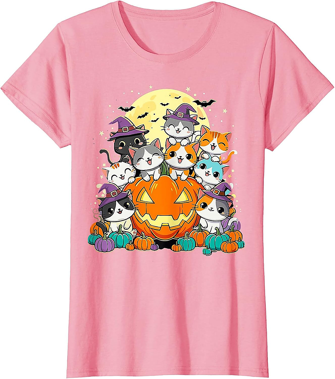 Halloween Cat Kawaii Pumpkin T-Shirt | Cute Spooky Tee