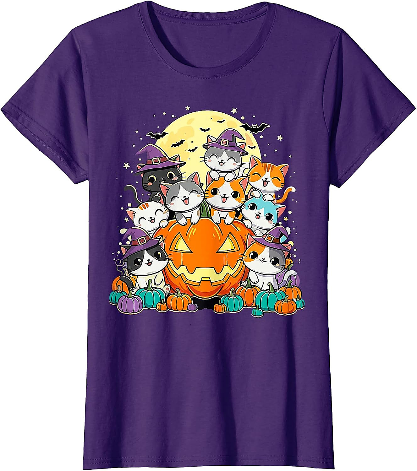Halloween Cat Kawaii Pumpkin T-Shirt | Cute Spooky Tee