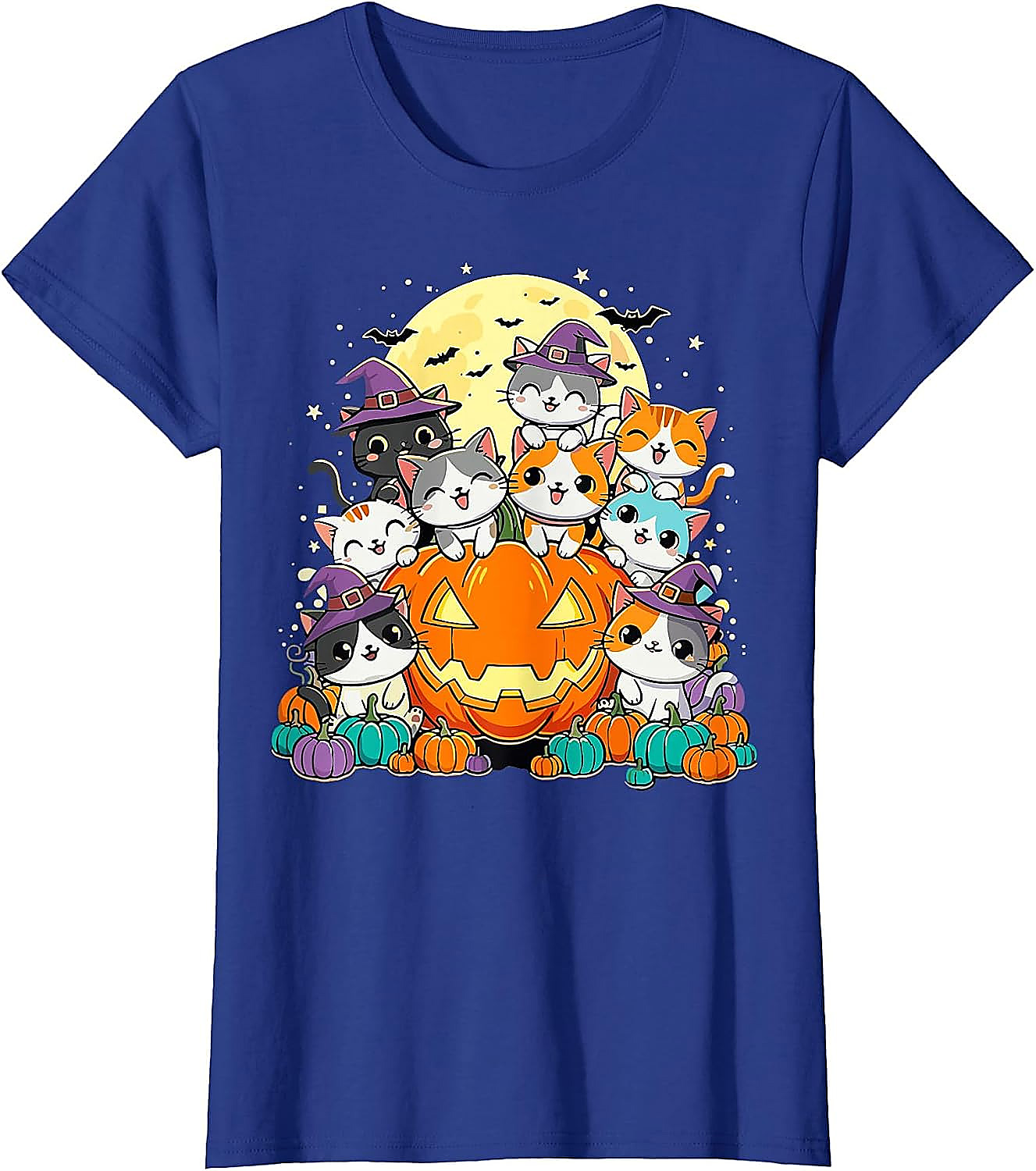 Halloween Cat Kawaii Pumpkin T-Shirt | Cute Spooky Tee
