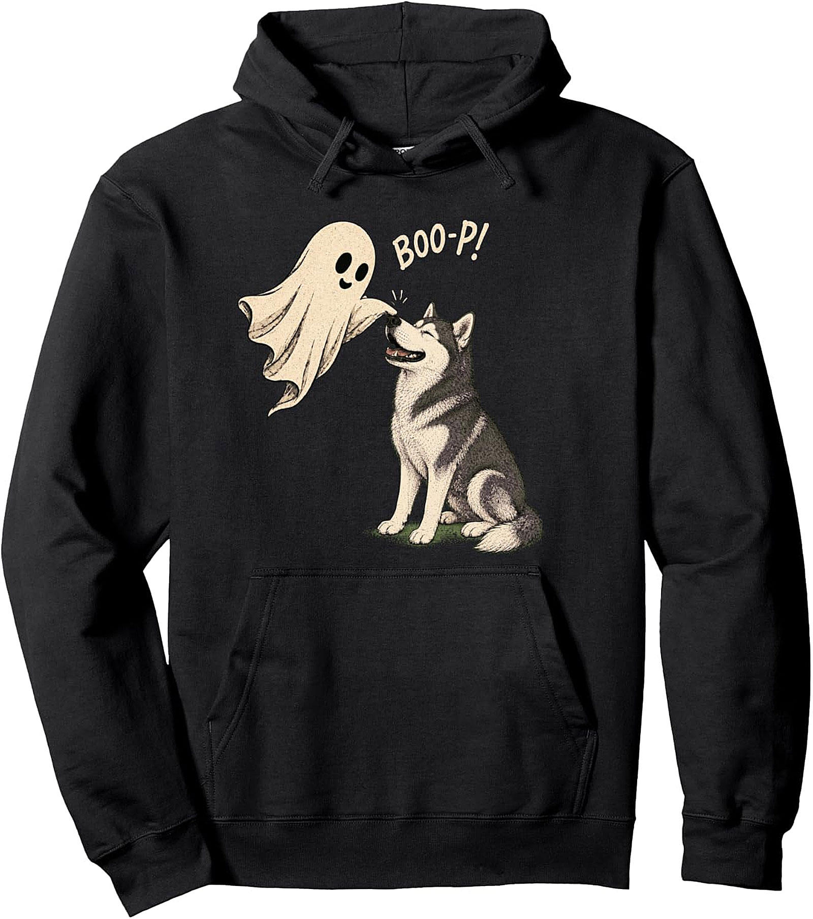 Boo-P Ghost Husky Nose Boop Halloween Pullover Hoodie