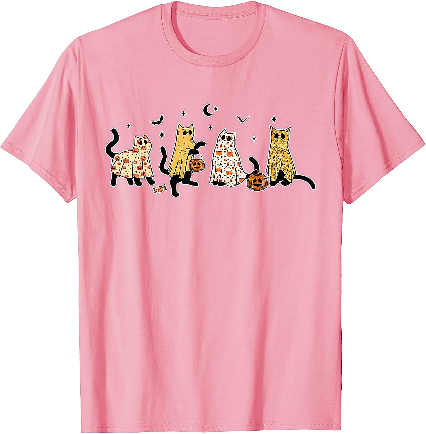 Ghost Cats Halloween T-Shirt | Cute Black Cat Graphic Tee