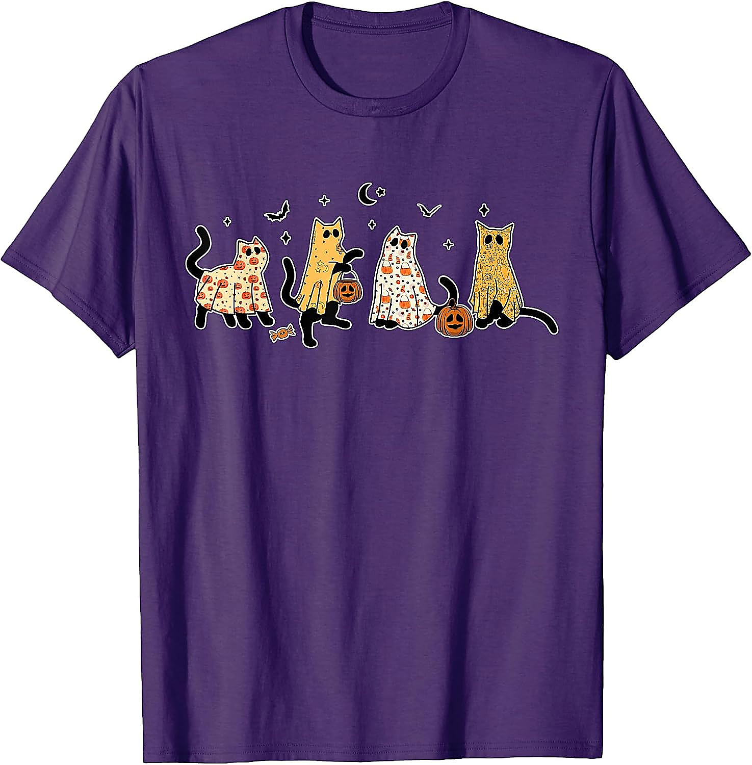 Ghost Cats Halloween T-Shirt | Cute Black Cat Graphic Tee