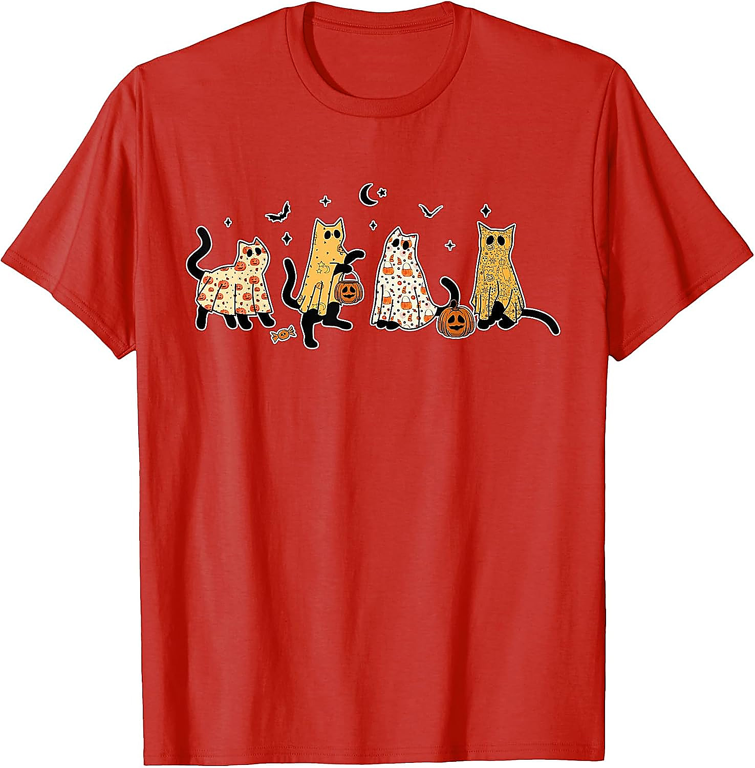Ghost Cats Halloween T-Shirt | Cute Black Cat Graphic Tee