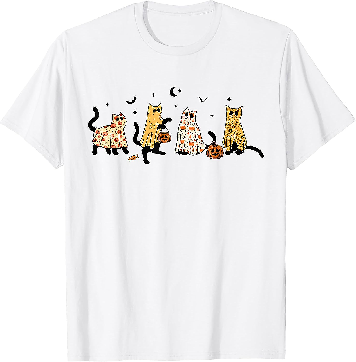 Ghost Cats Halloween T-Shirt | Cute Black Cat Graphic Tee