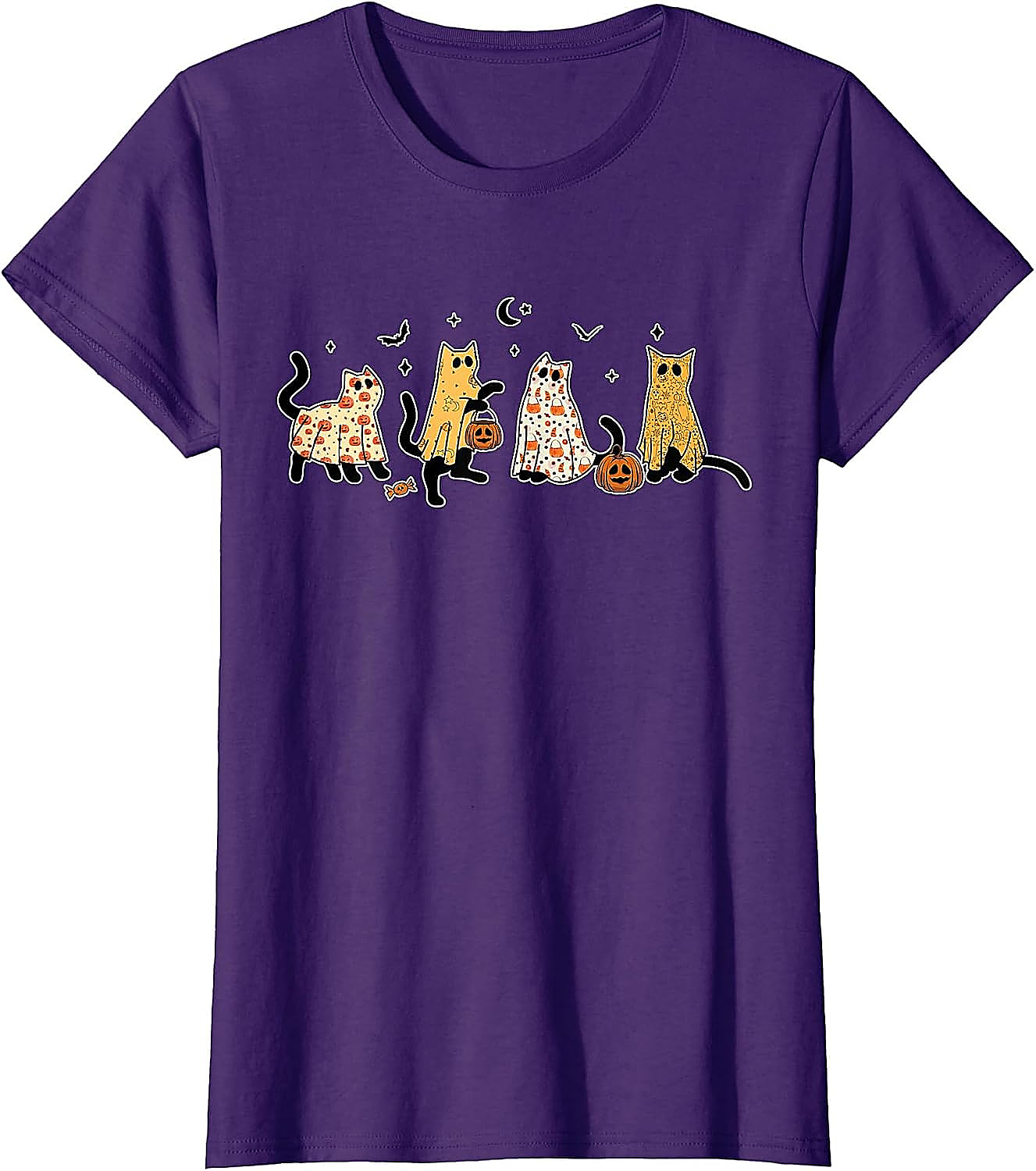 Ghost Cats Halloween T-Shirt | Cute Black Cat Graphic Tee