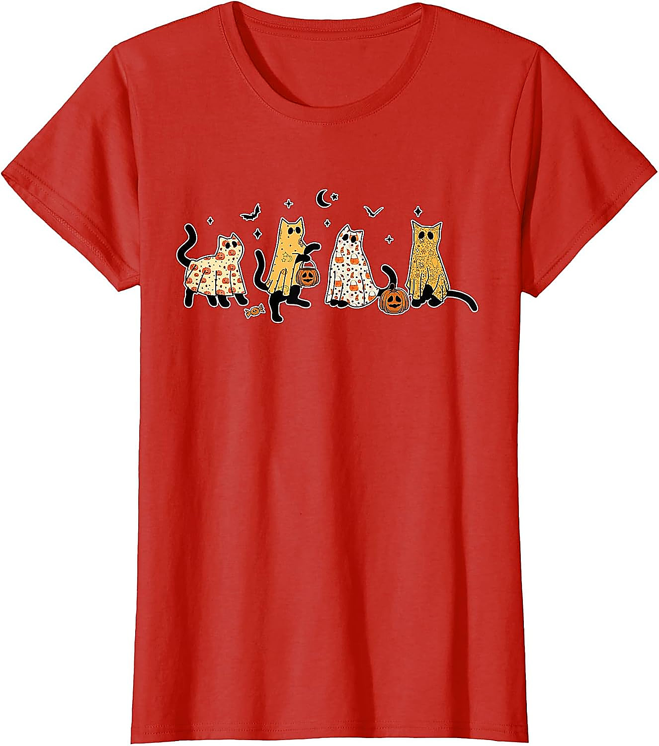 Ghost Cats Halloween T-Shirt | Cute Black Cat Graphic Tee