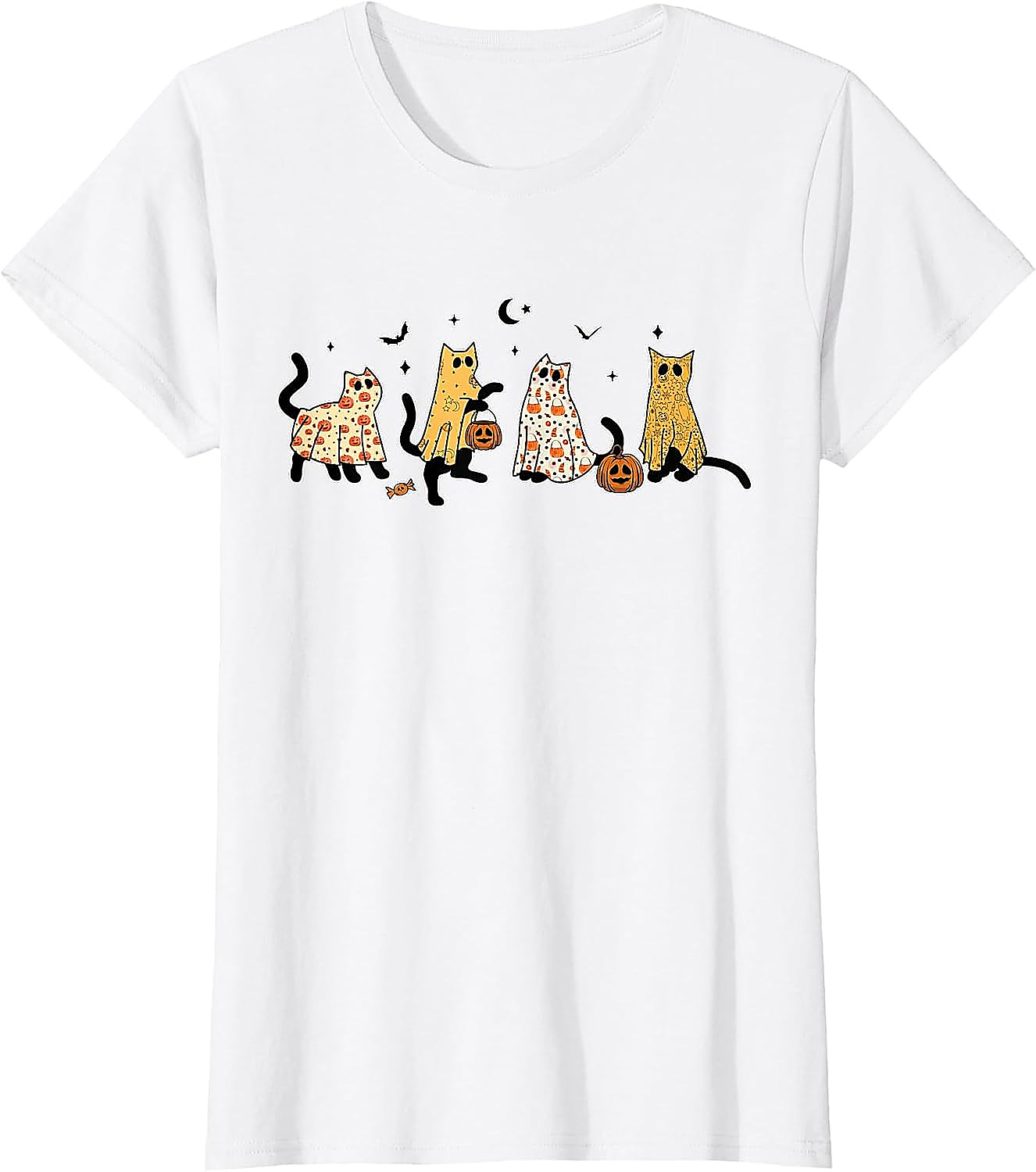 Ghost Cats Halloween T-Shirt | Cute Black Cat Graphic Tee