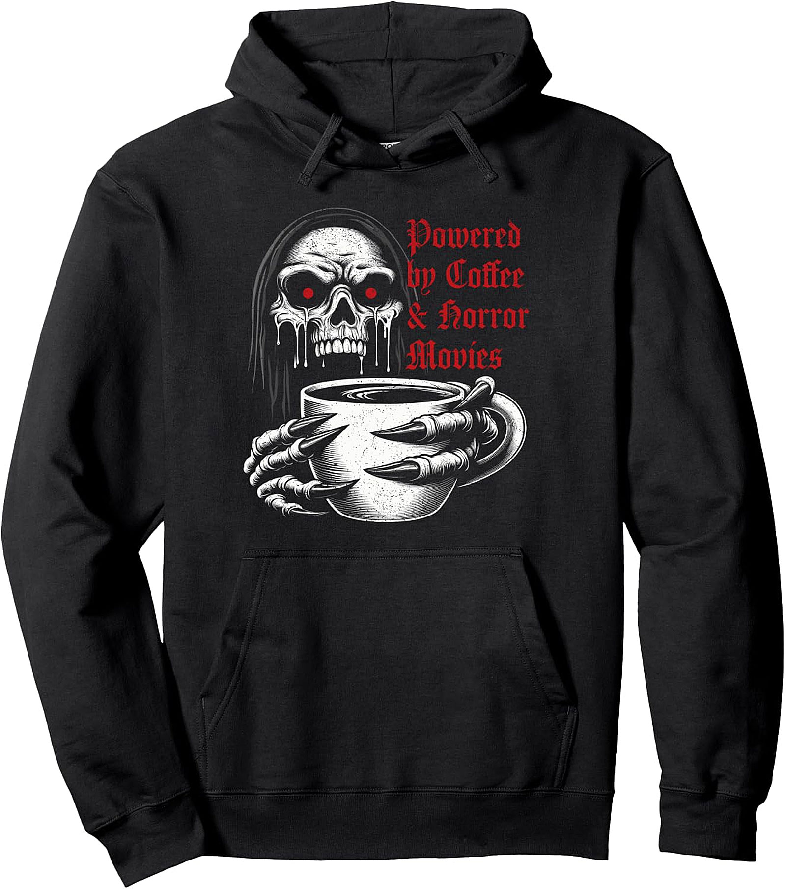 Coffee & Horror Movies Pullover Hoodie | Scary Graphic