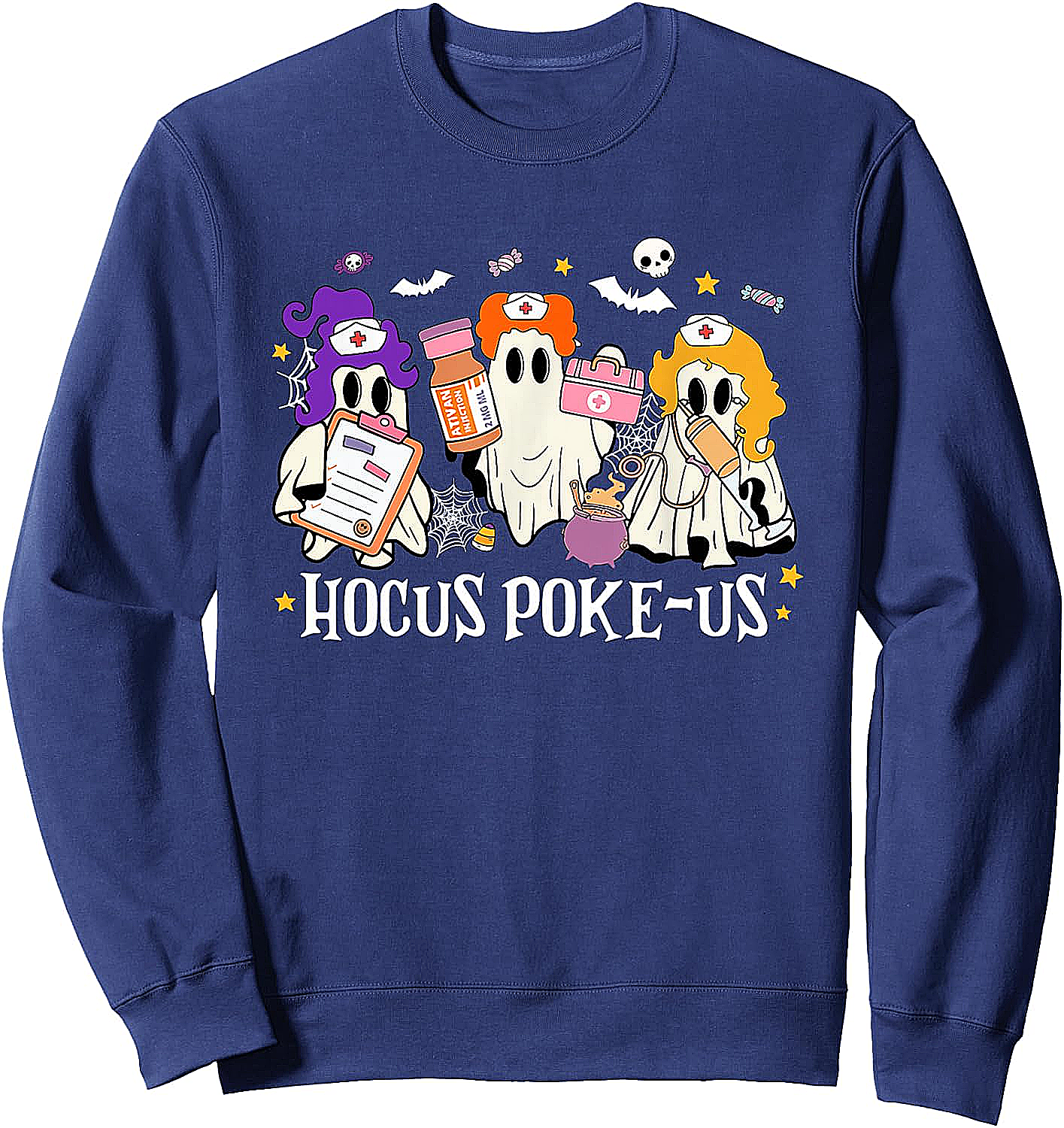 Hocus Poke-us Nurse Halloween Sweatshirt Spooky Fun