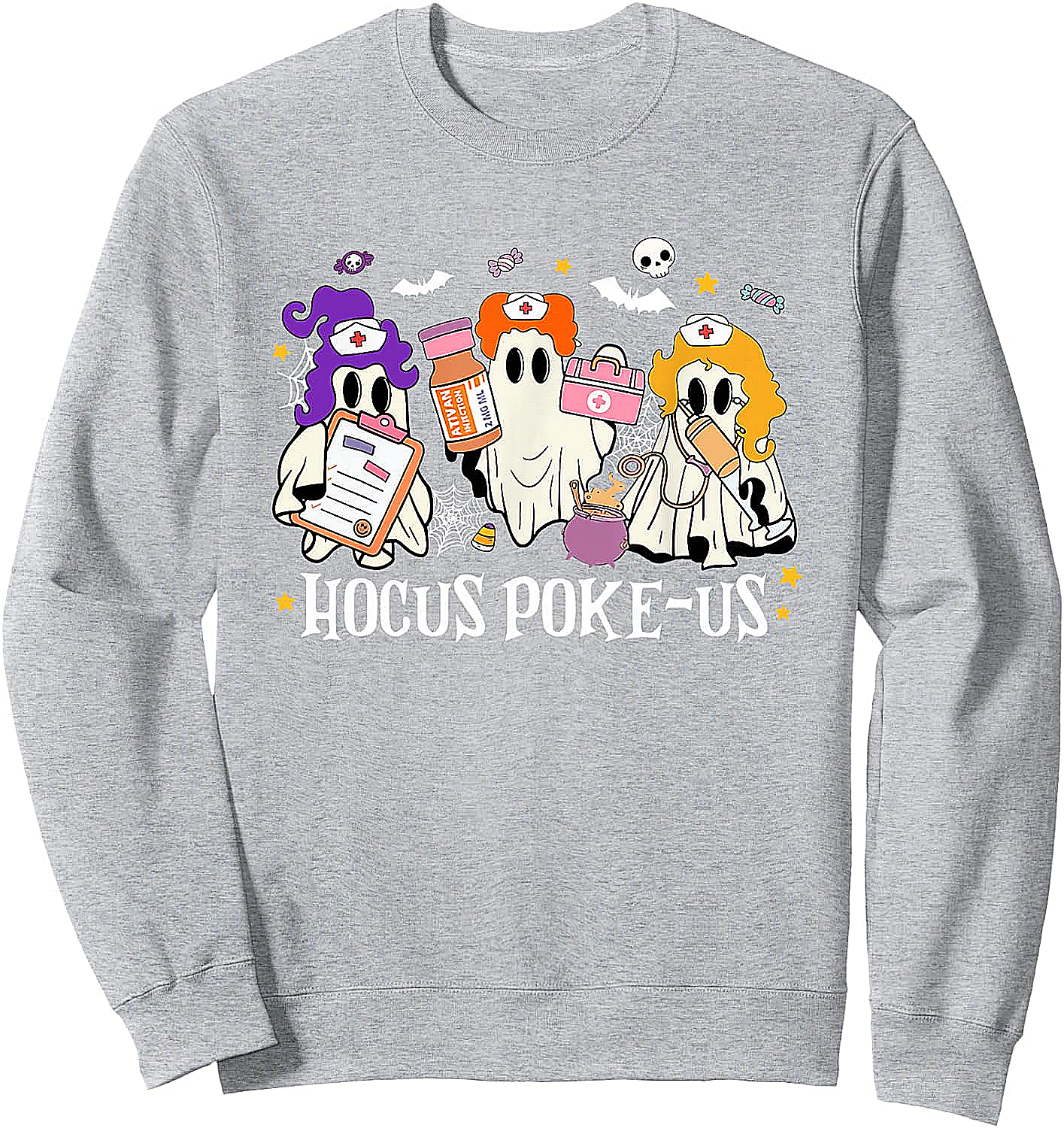 Hocus Poke-us Nurse Halloween Sweatshirt Spooky Fun