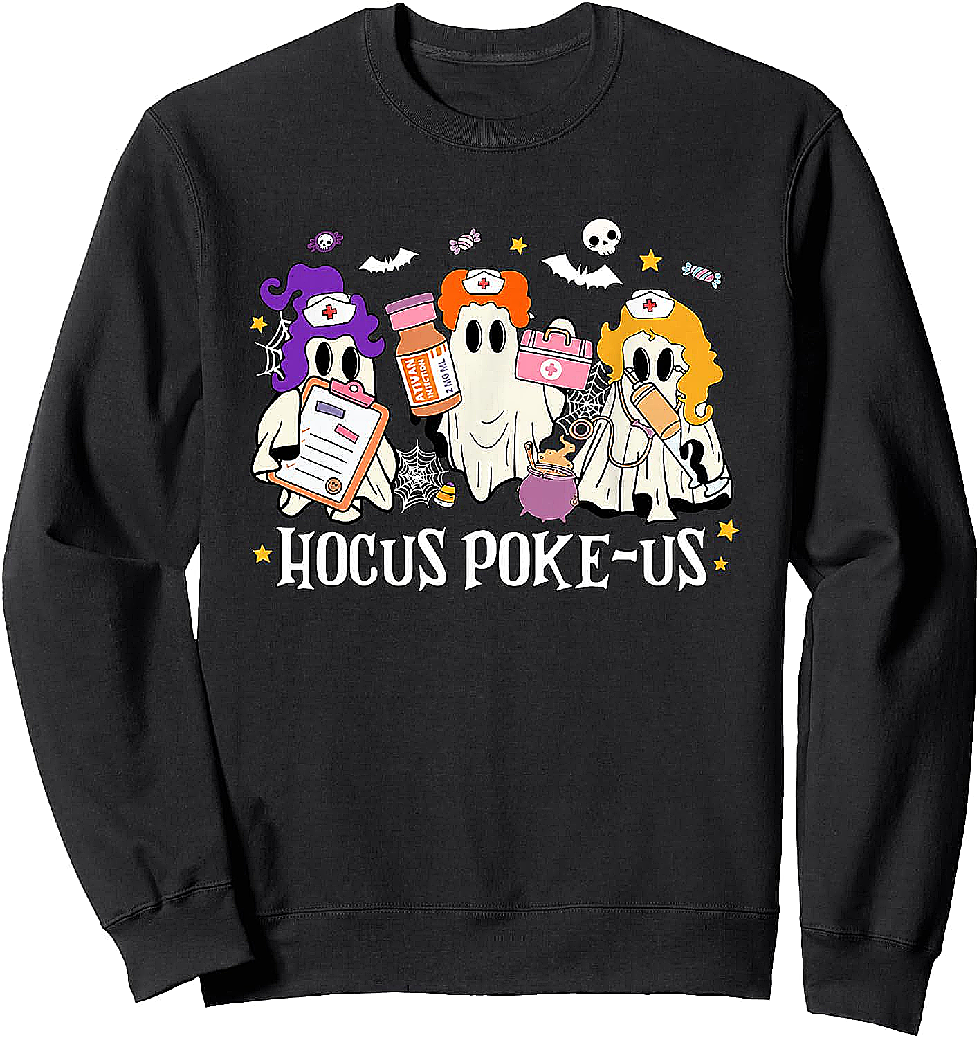 Hocus Poke-us Nurse Halloween Sweatshirt Spooky Fun