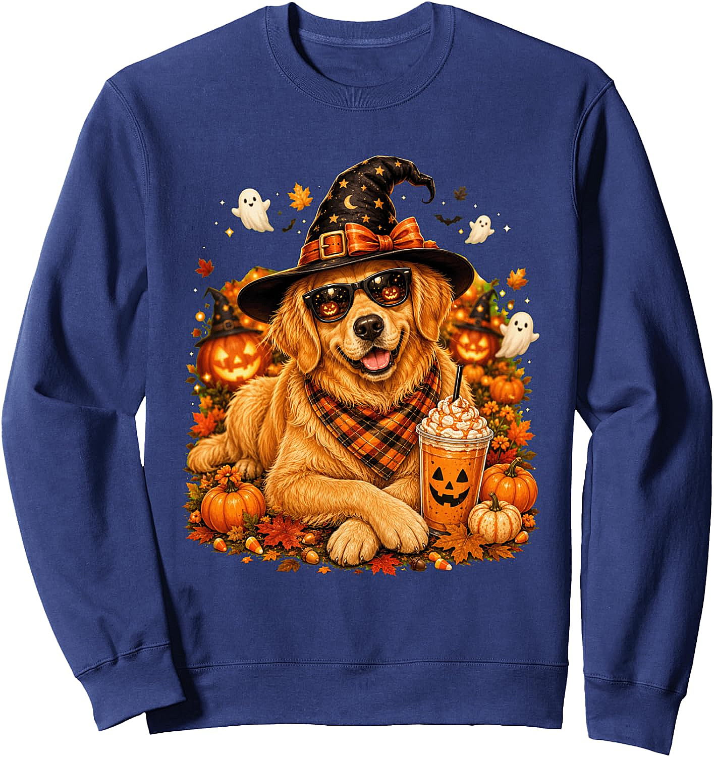  Cute Witch Dog Golden Retriever Halloween Sweatshirt