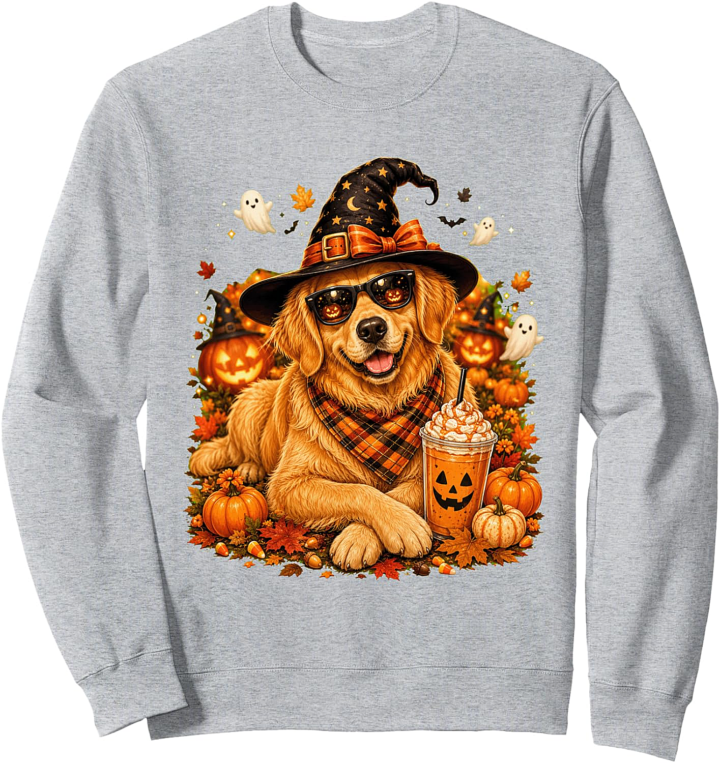  Cute Witch Dog Golden Retriever Halloween Sweatshirt