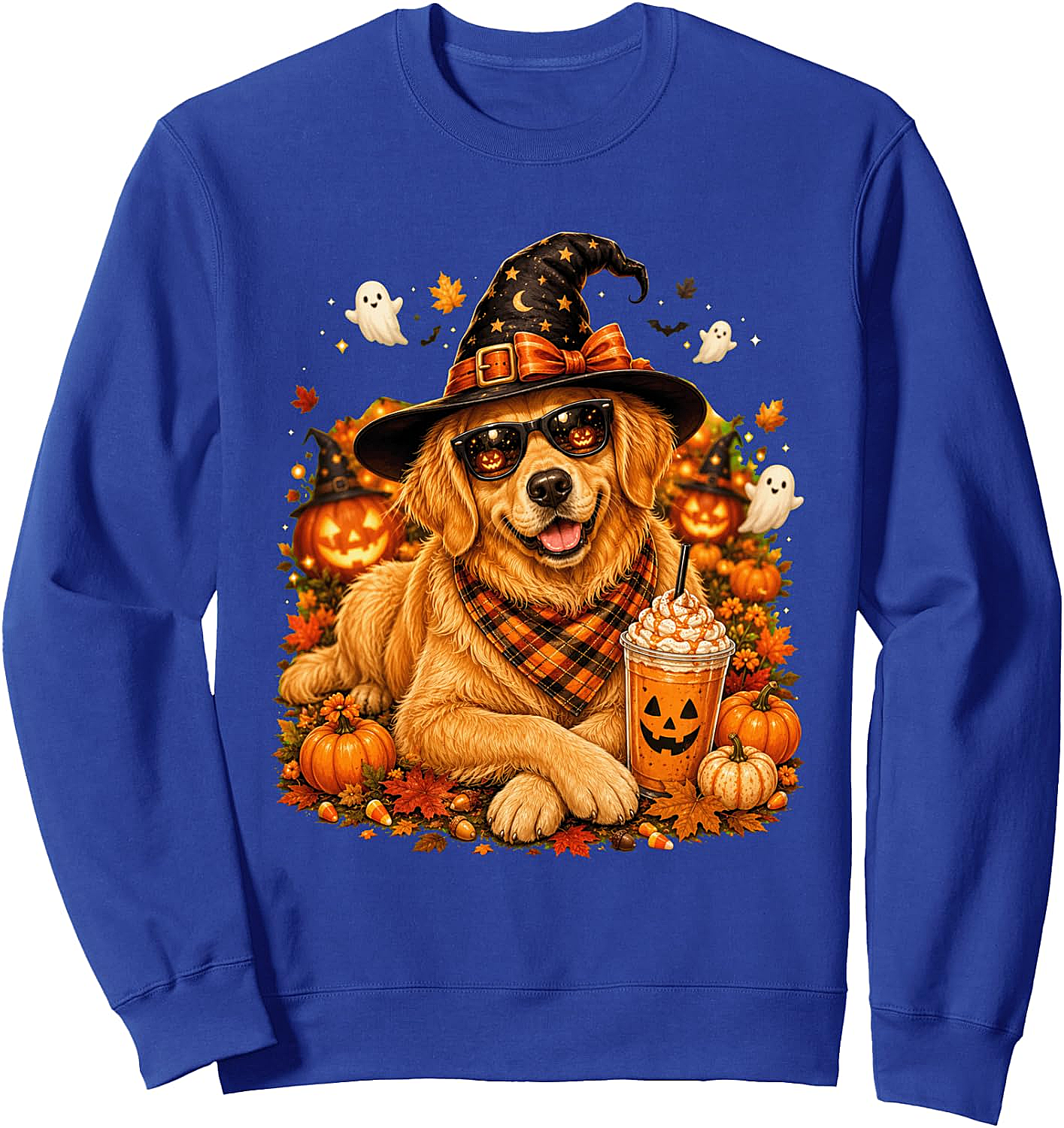  Cute Witch Dog Golden Retriever Halloween Sweatshirt