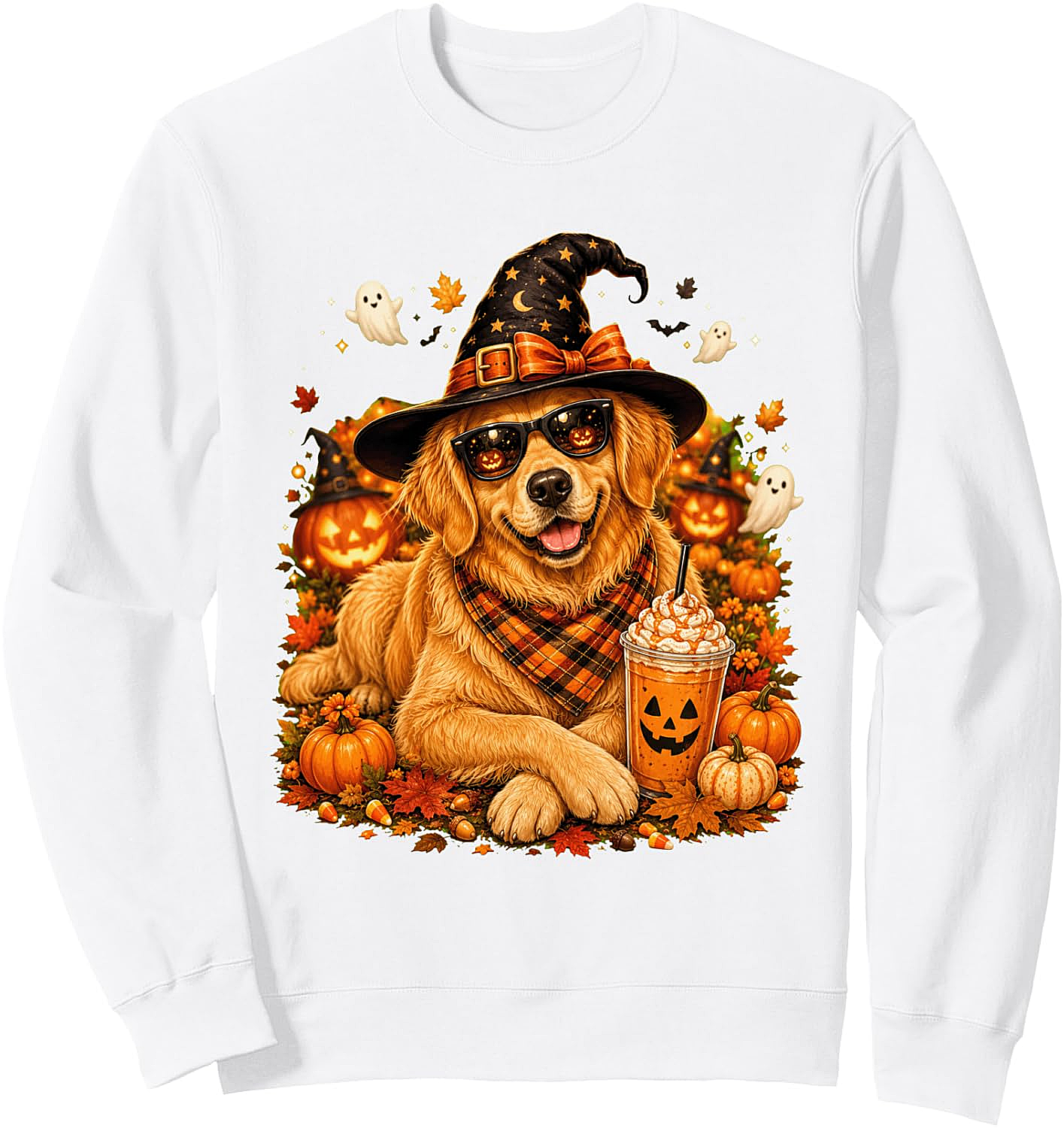  Cute Witch Dog Golden Retriever Halloween Sweatshirt