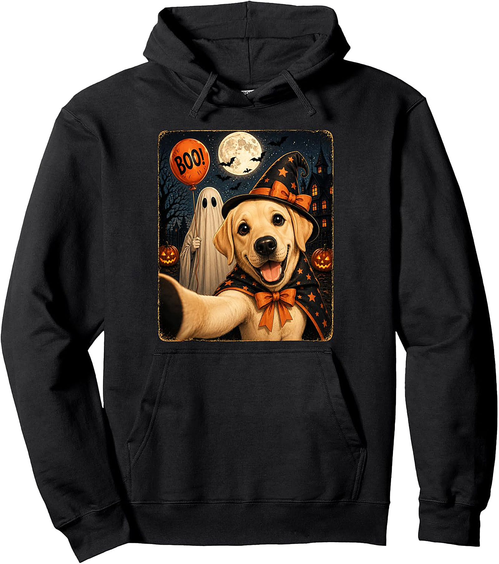 Halloween Golden Retriever Selfie Witch Dog Pullover Hoodie