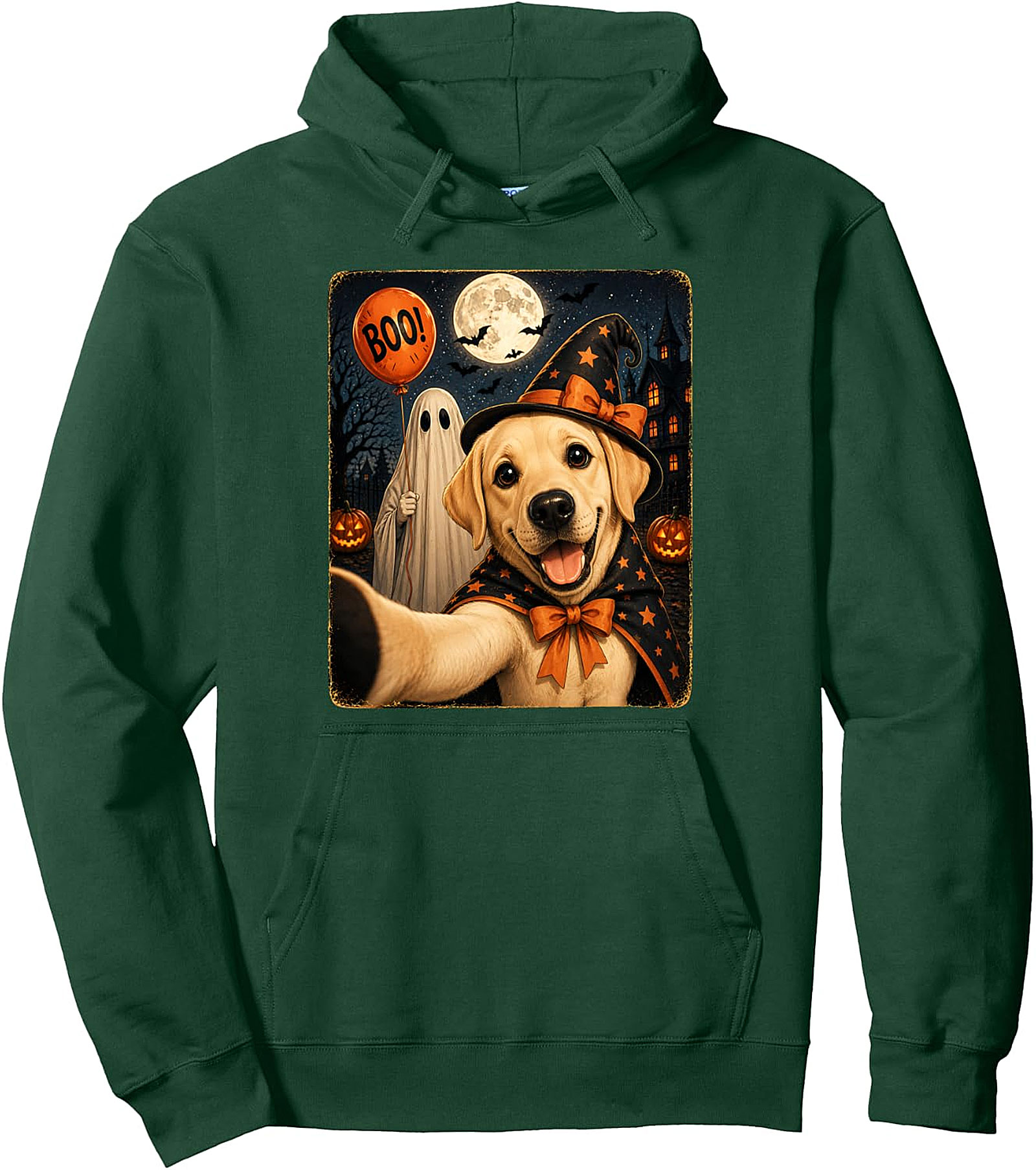 Halloween Golden Retriever Selfie Witch Dog Pullover Hoodie