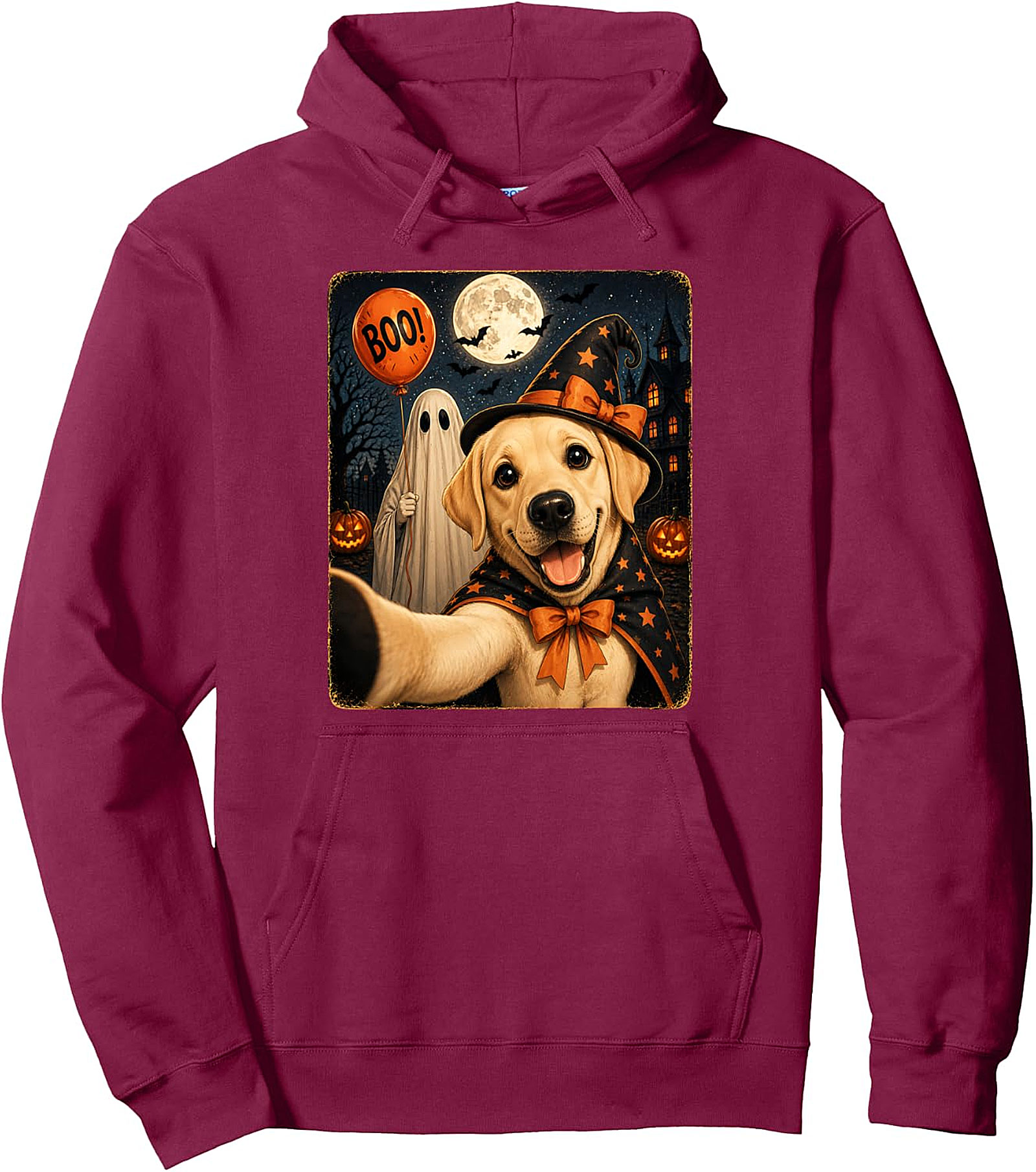 Halloween Golden Retriever Selfie Witch Dog Pullover Hoodie