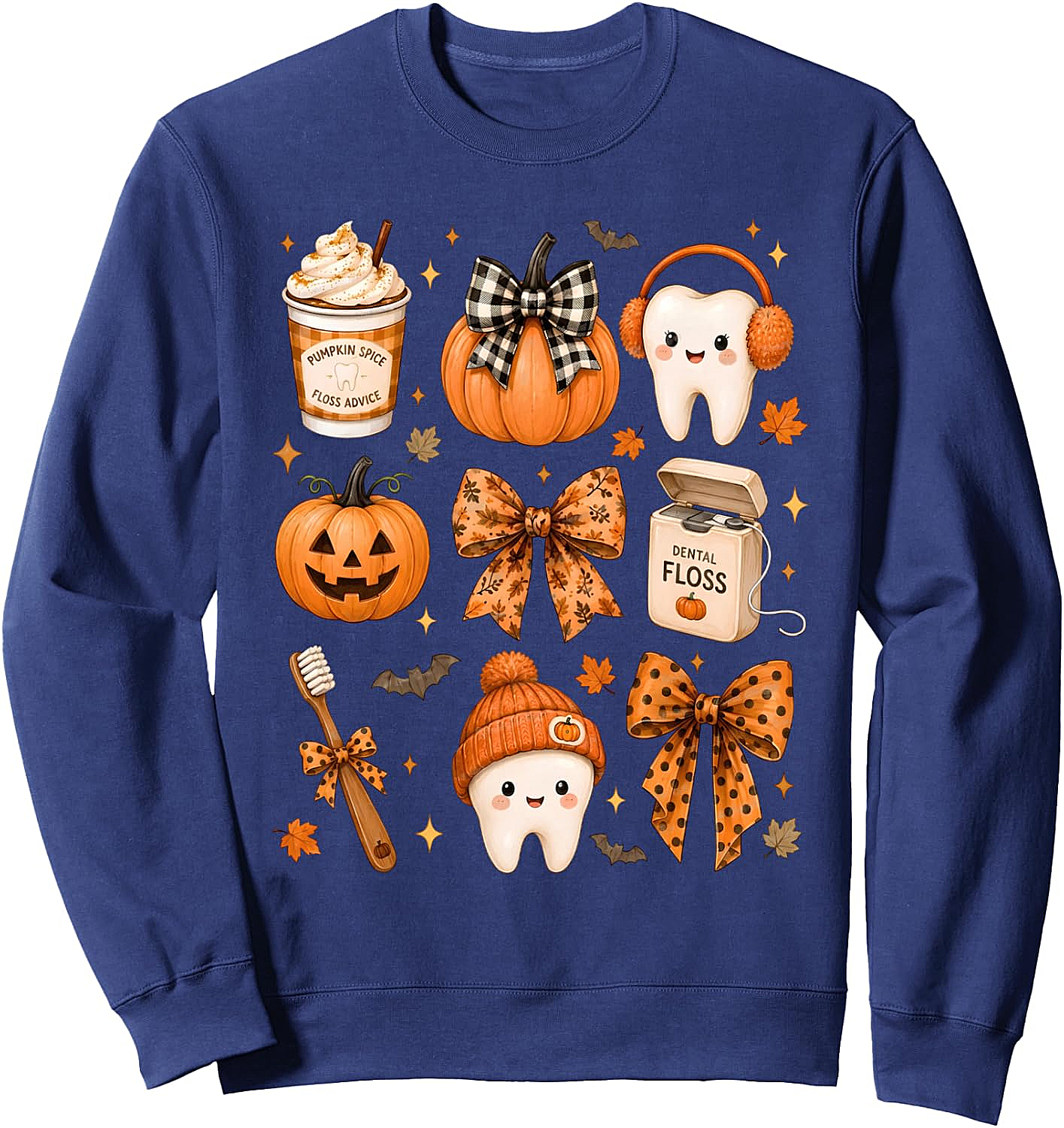 Fall Dentist Halloween Tooth Pumpkin Bow Sweatshirt - Cozy Style