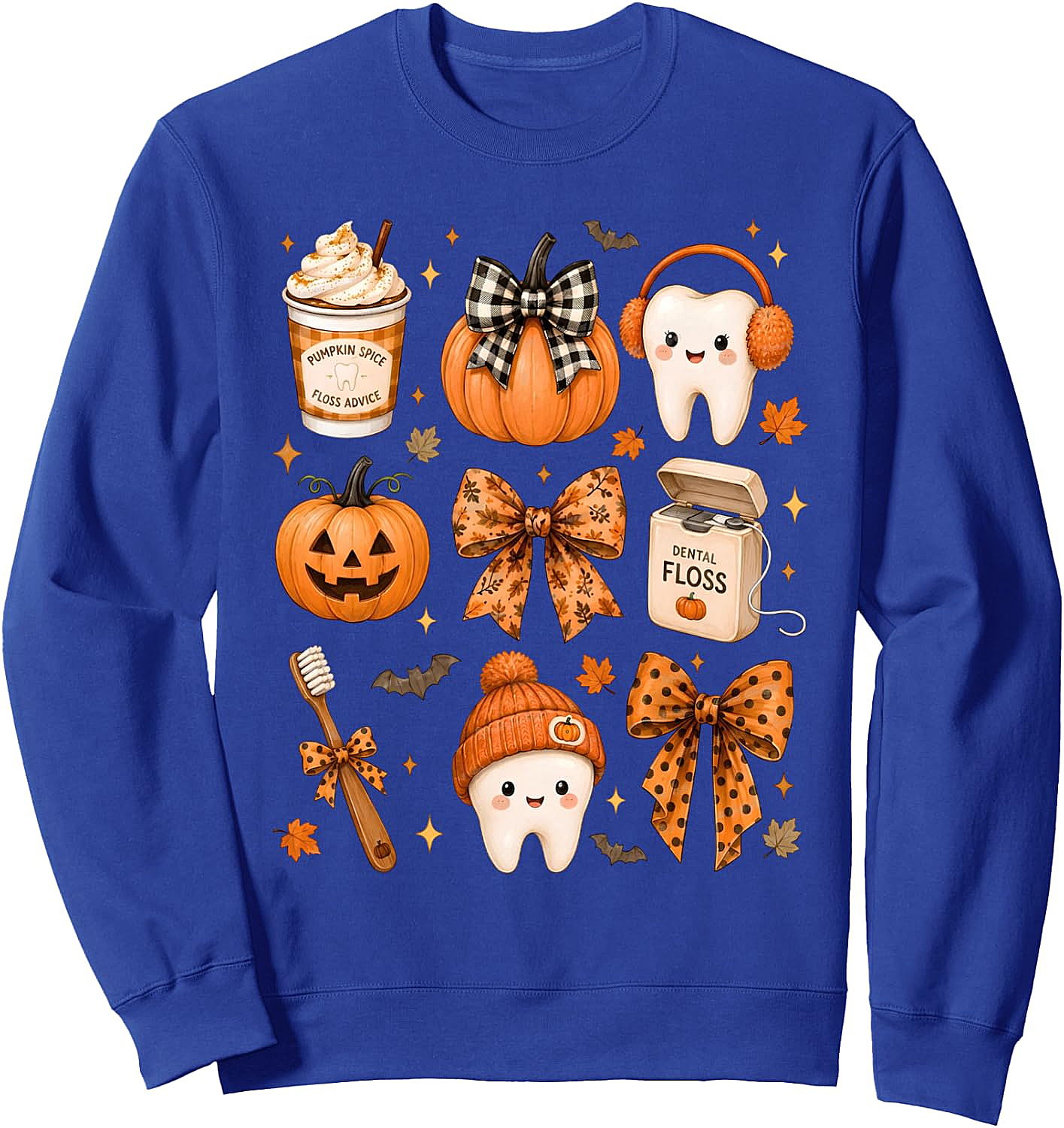 Fall Dentist Halloween Tooth Pumpkin Bow Sweatshirt - Cozy Style