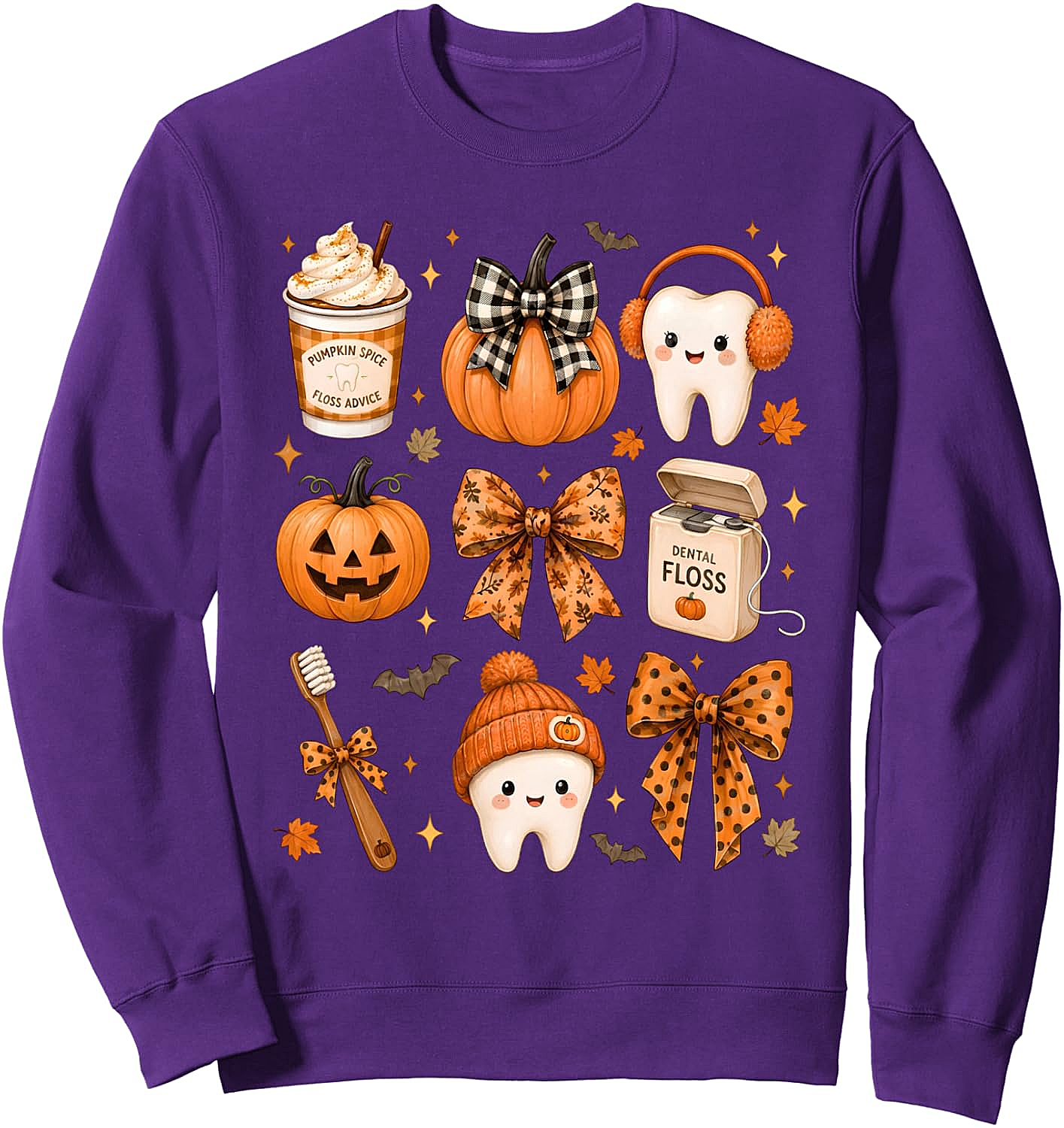 Fall Dentist Halloween Tooth Pumpkin Bow Sweatshirt - Cozy Style