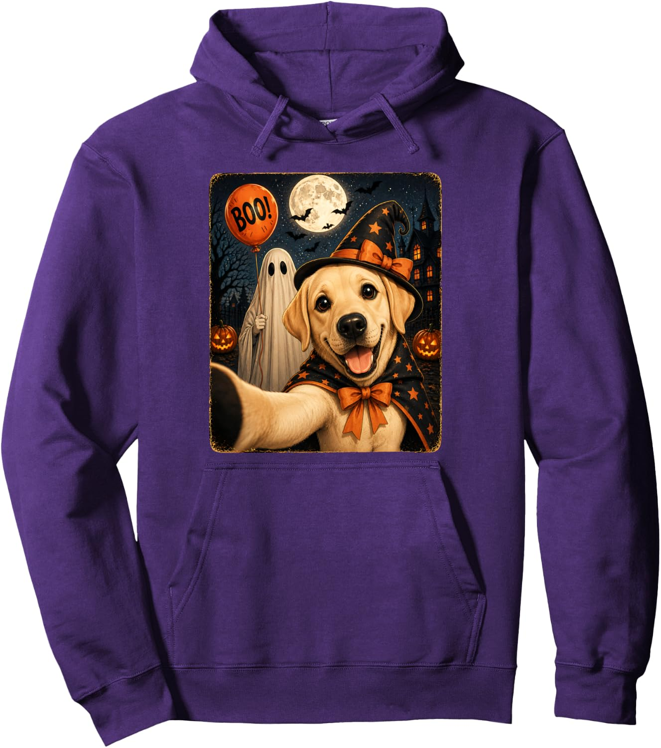 Halloween Golden Retriever Selfie Witch Dog Pullover Hoodie