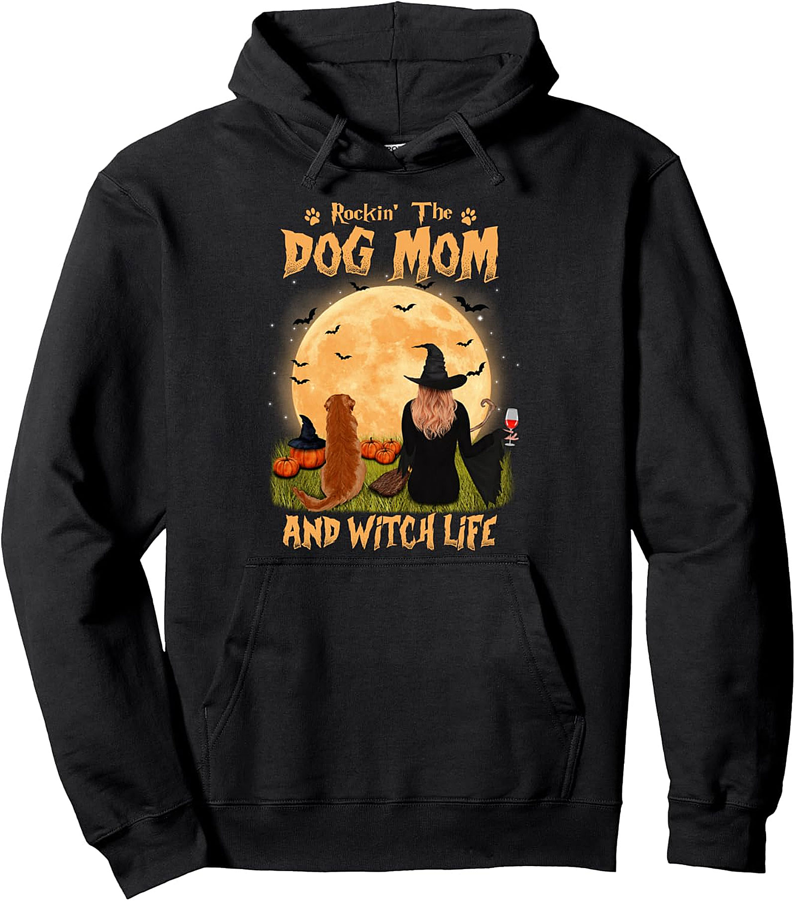 Dog Mom & Witch Life Golden Retriever Halloween Hoodie