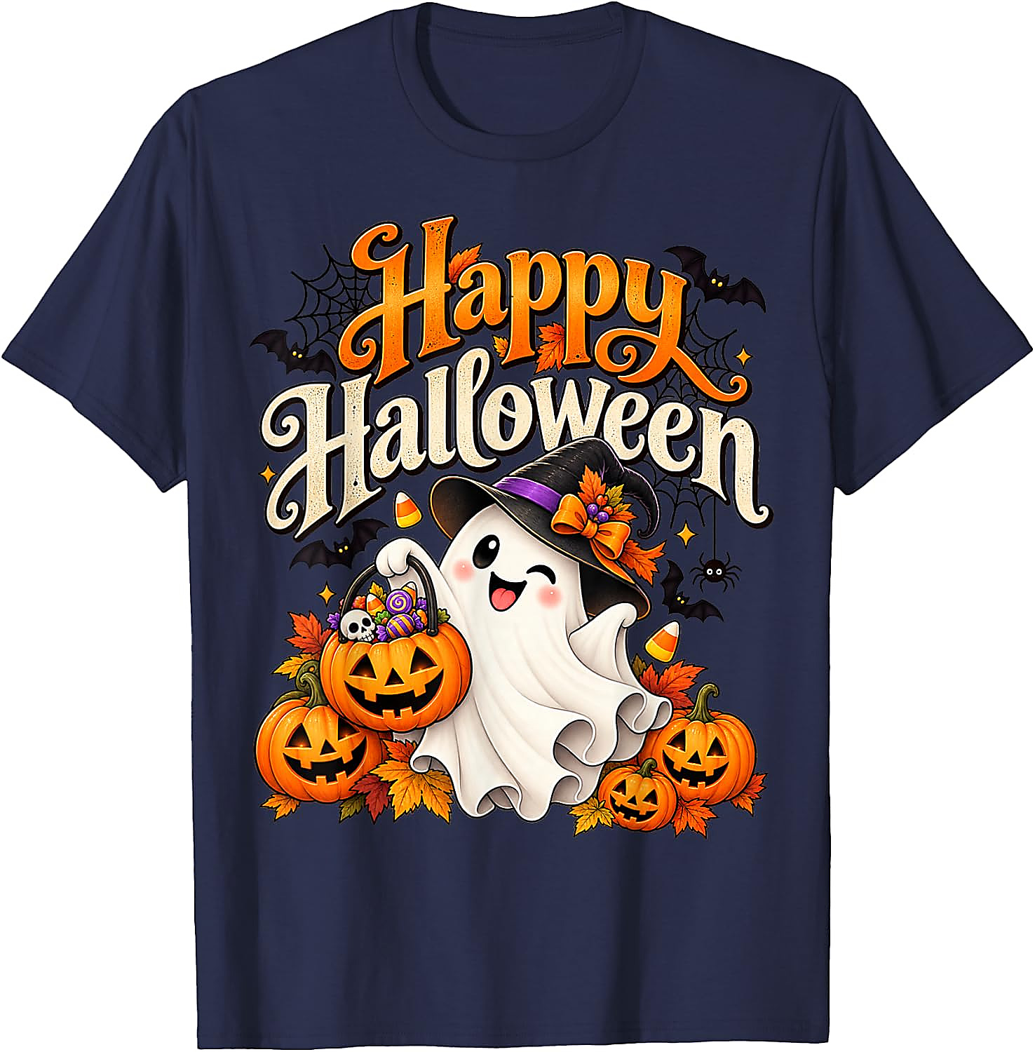Cute Ghost Halloween T-Shirt | Spooky Pumpkin Graphic Tee