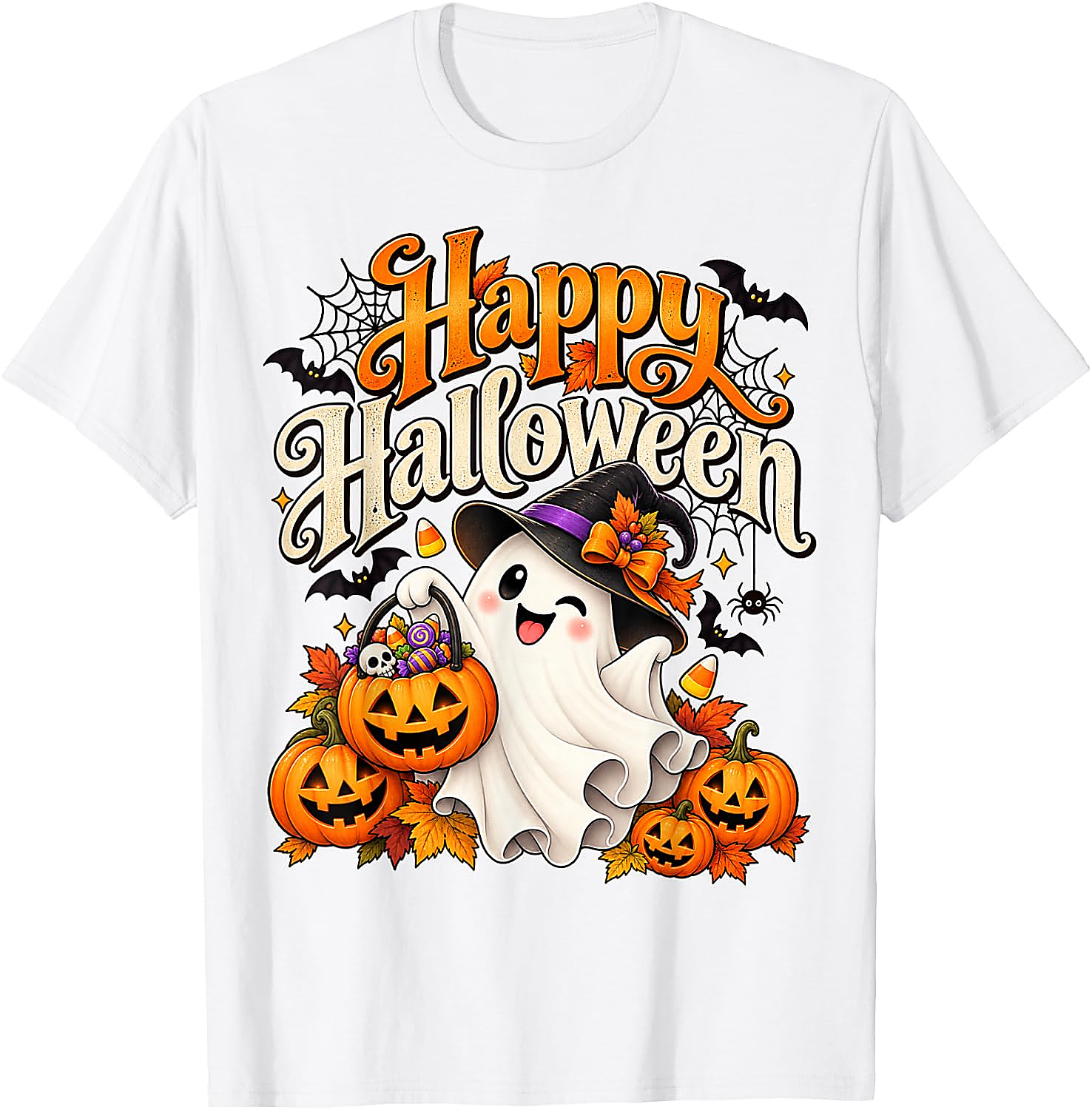Cute Ghost Halloween T-Shirt | Spooky Pumpkin Graphic Tee