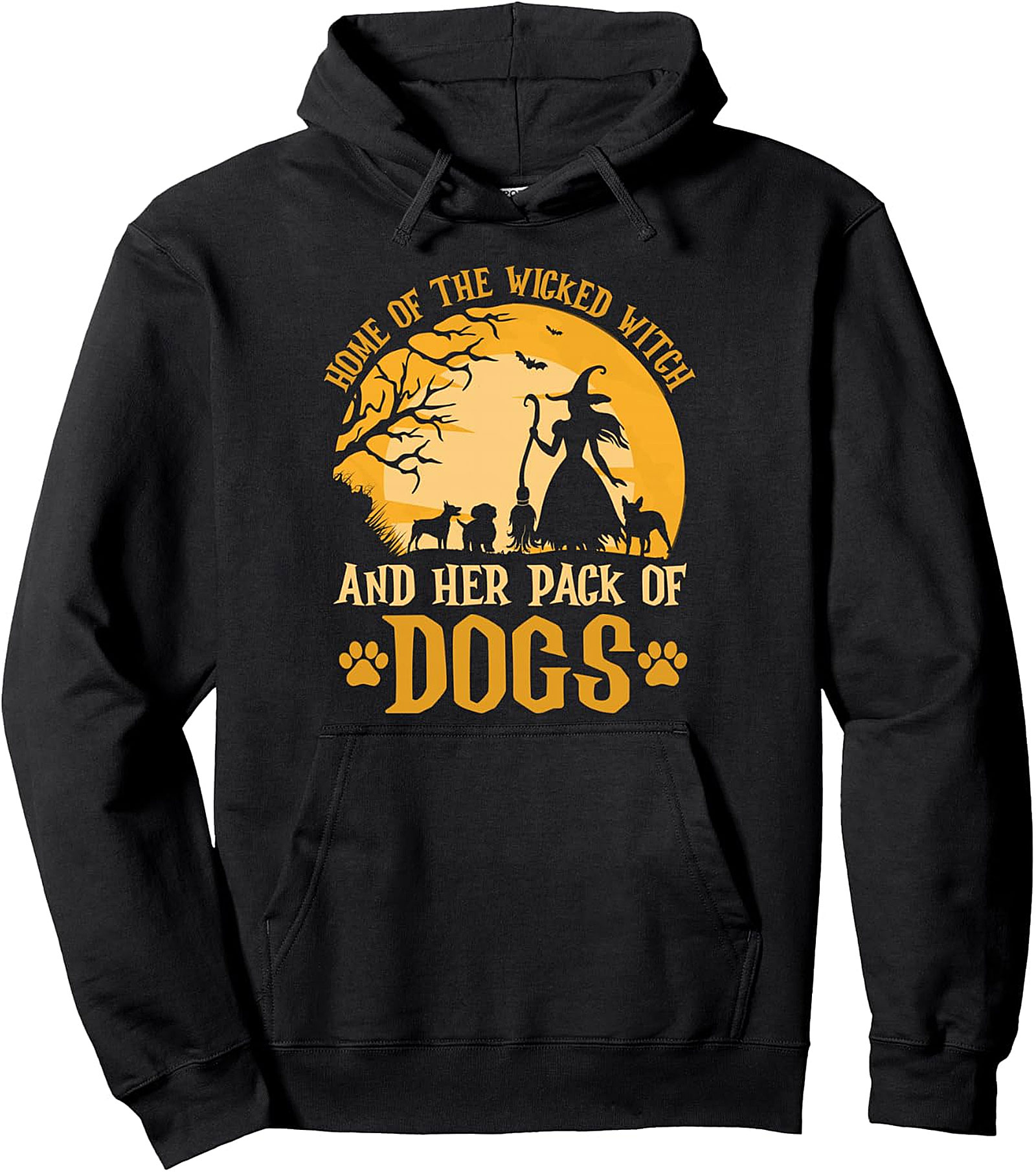 Wicked Witch & Dog Pack Funny Halloween Pullover Hoodie