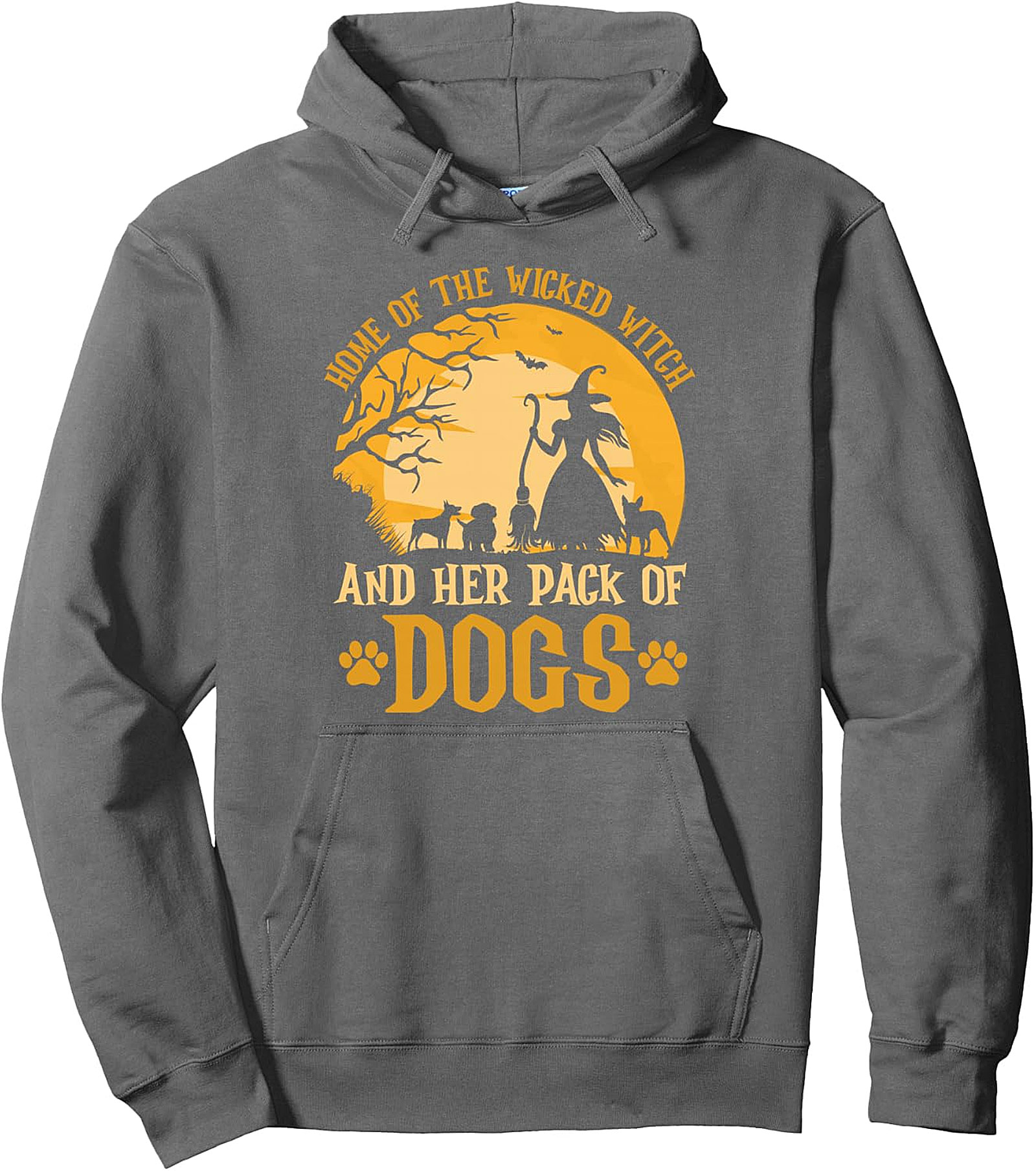 Wicked Witch & Dog Pack Funny Halloween Pullover Hoodie