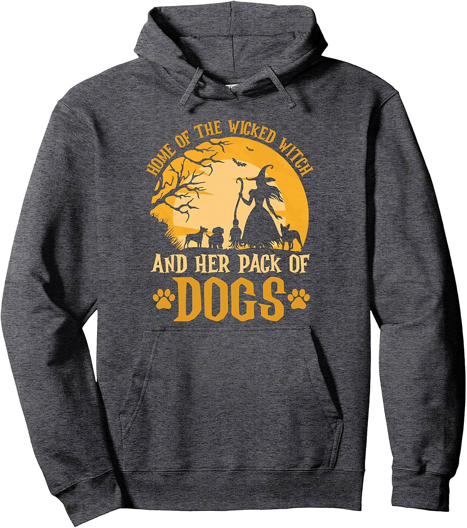 Wicked Witch & Dog Pack Funny Halloween Pullover Hoodie