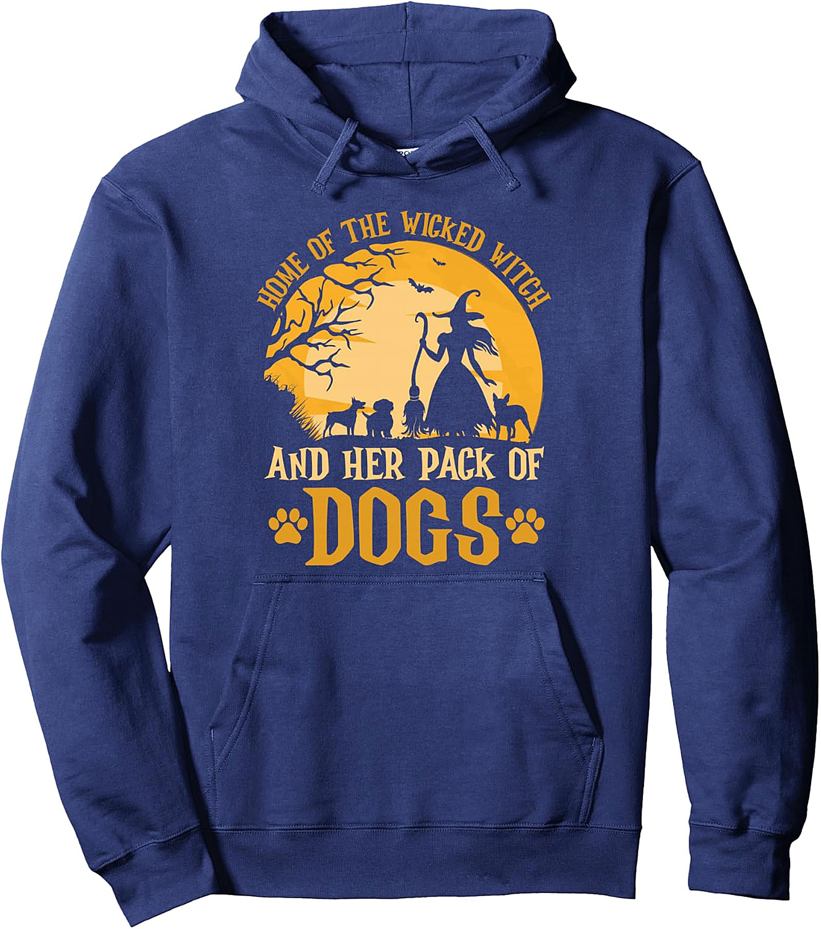 Wicked Witch & Dog Pack Funny Halloween Pullover Hoodie