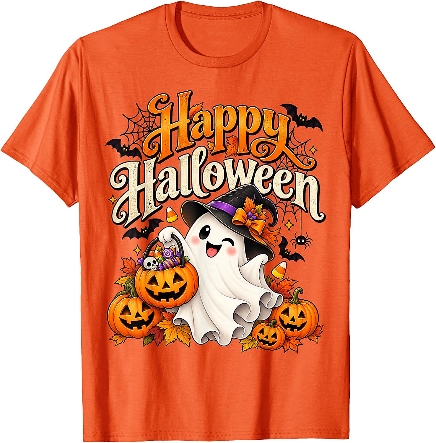 Cute Ghost Halloween T-Shirt | Spooky Pumpkin Graphic Tee
