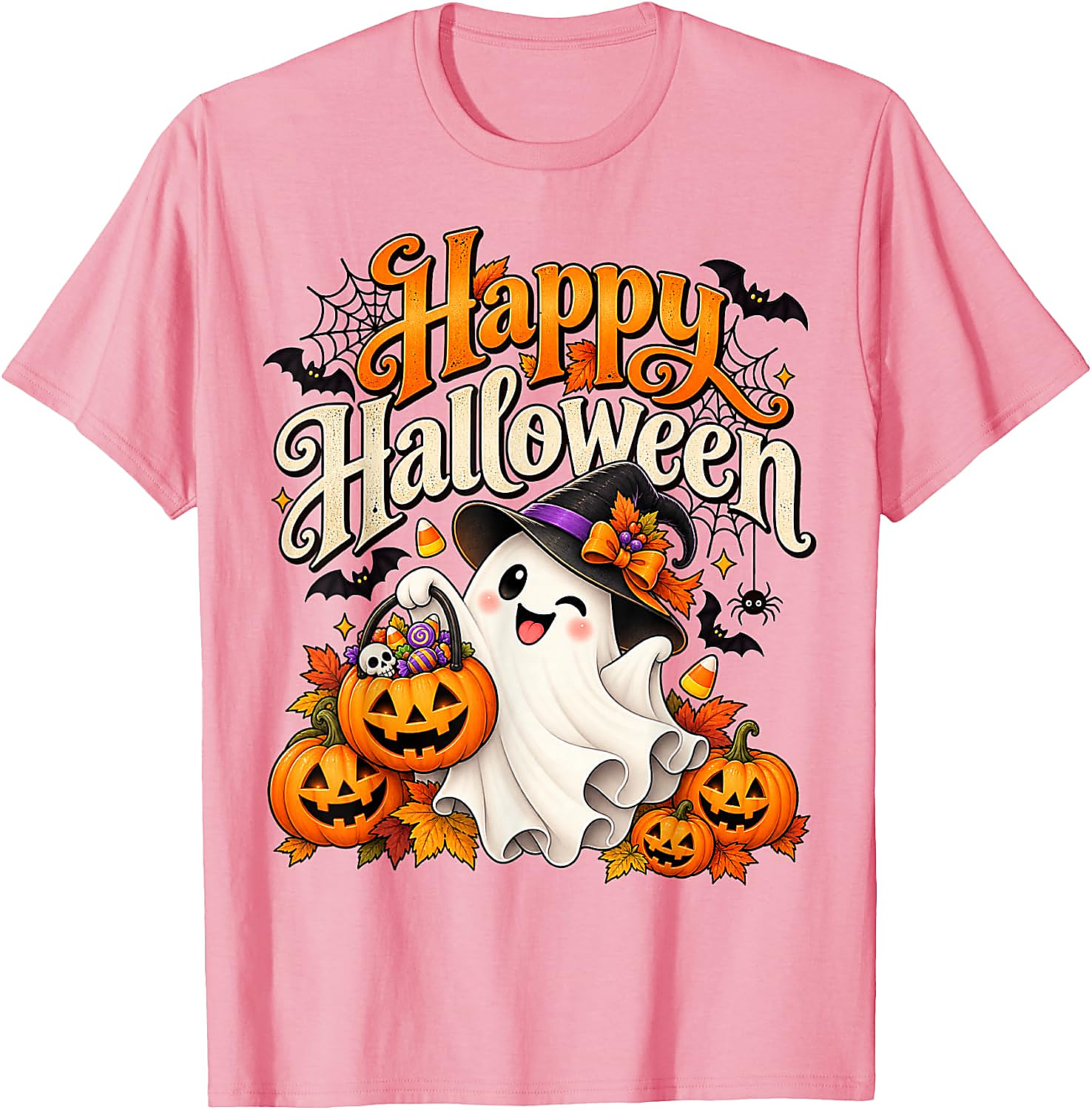 Cute Ghost Halloween T-Shirt | Spooky Pumpkin Graphic Tee