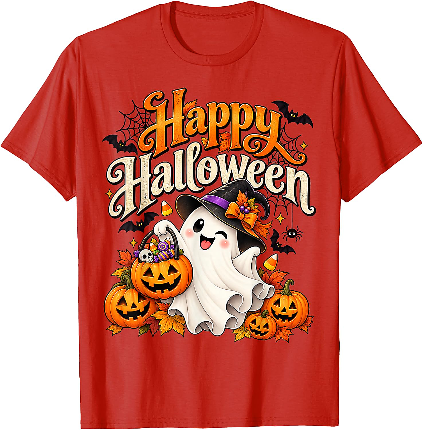 Cute Ghost Halloween T-Shirt | Spooky Pumpkin Graphic Tee