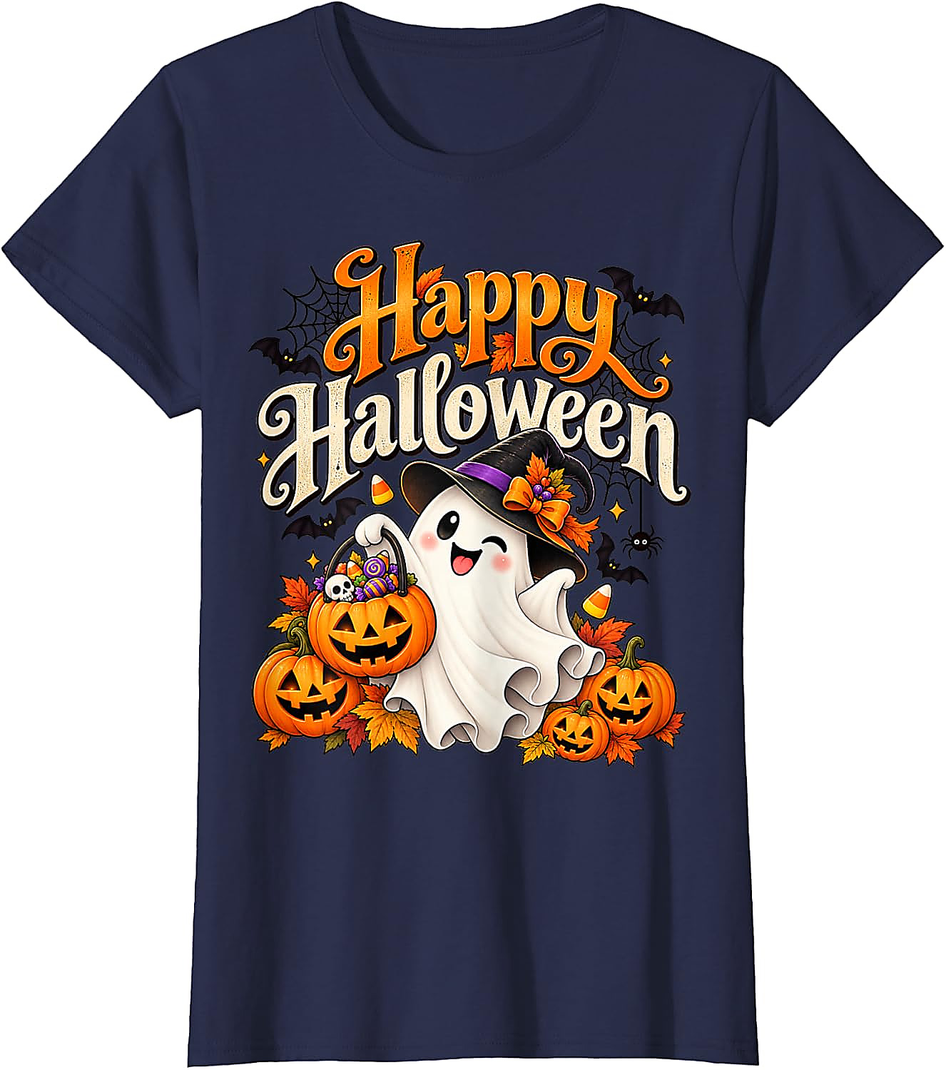 Cute Ghost Halloween T-Shirt | Spooky Pumpkin Graphic Tee