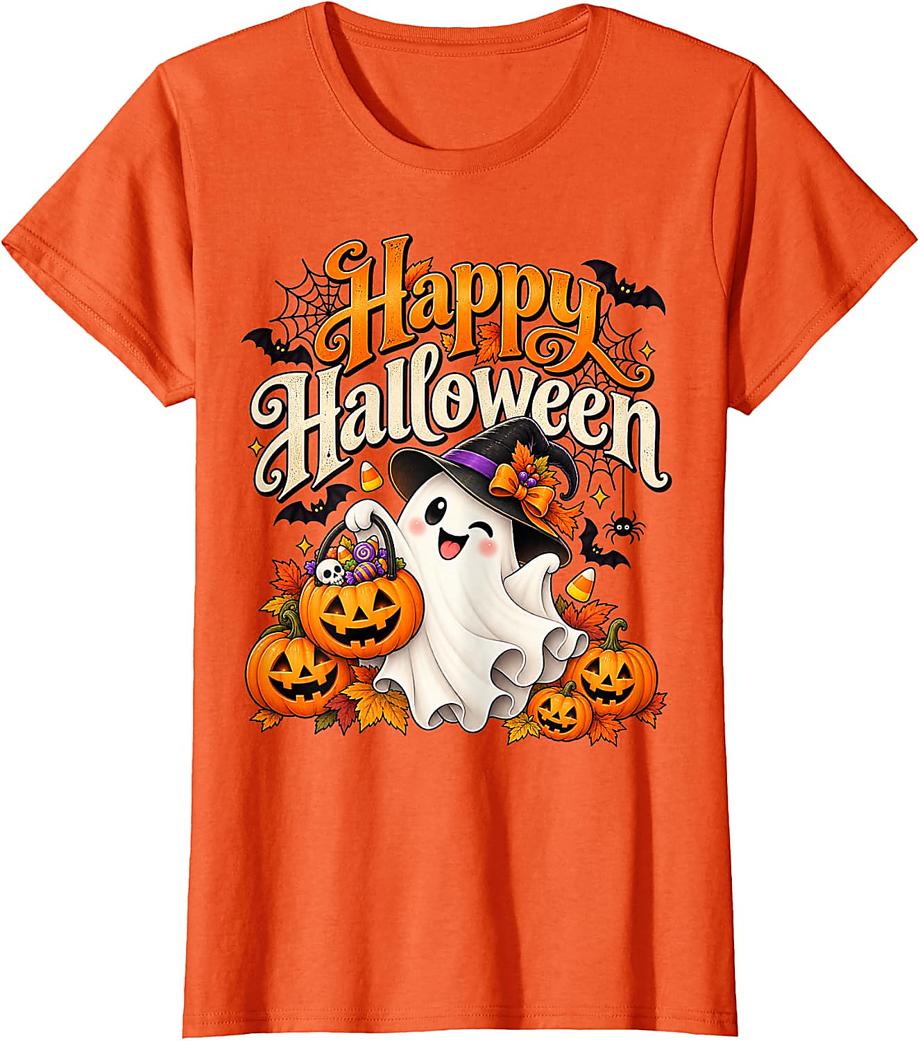 Cute Ghost Halloween T-Shirt | Spooky Pumpkin Graphic Tee