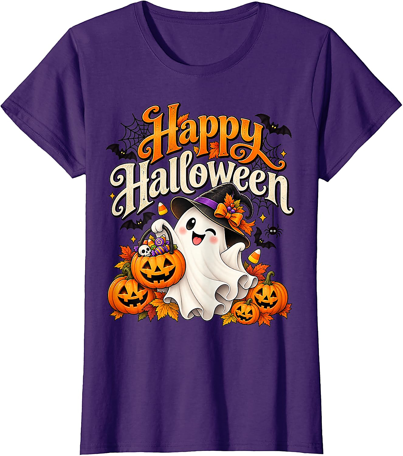 Cute Ghost Halloween T-Shirt | Spooky Pumpkin Graphic Tee