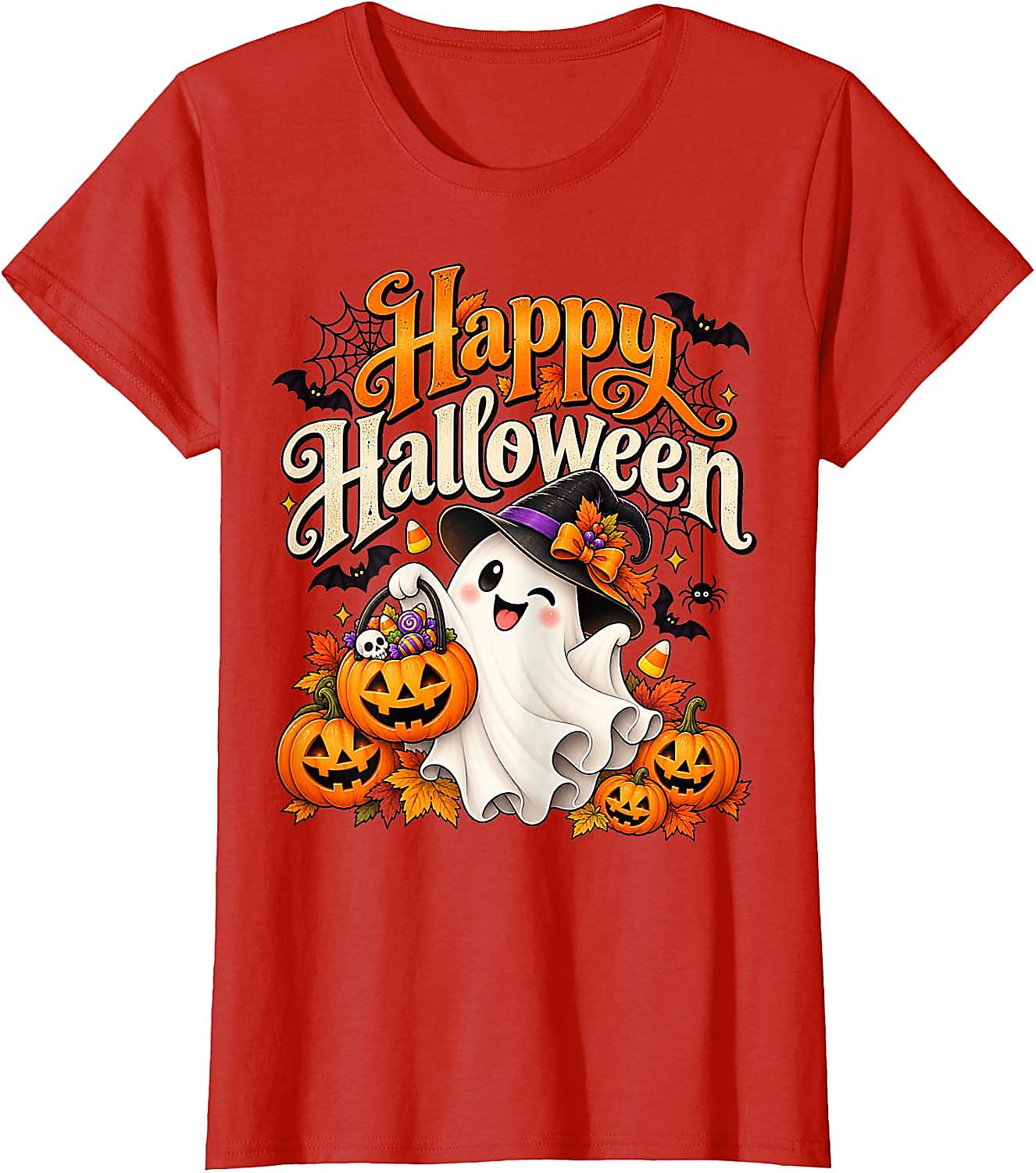 Cute Ghost Halloween T-Shirt | Spooky Pumpkin Graphic Tee