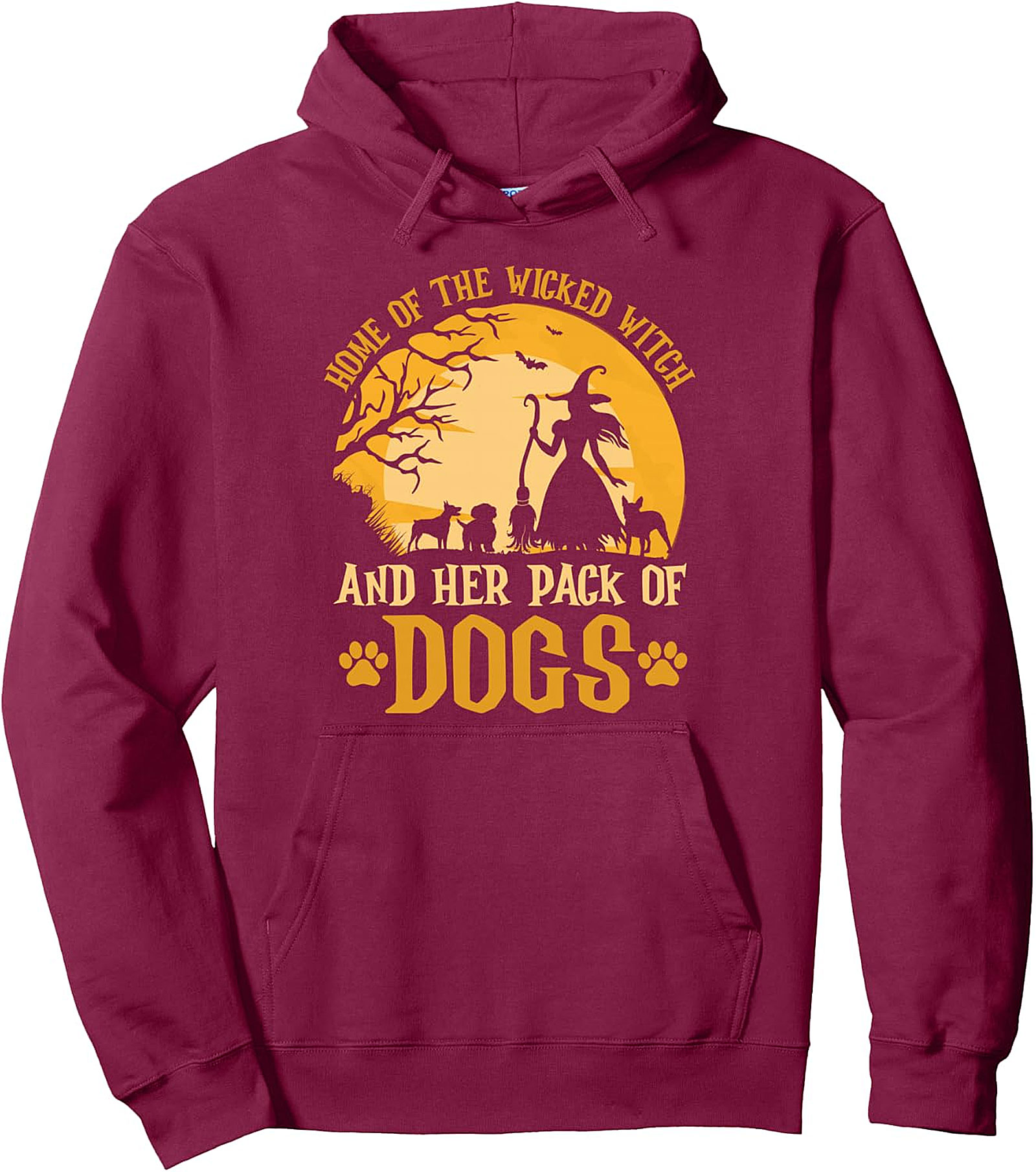 Wicked Witch & Dog Pack Funny Halloween Pullover Hoodie