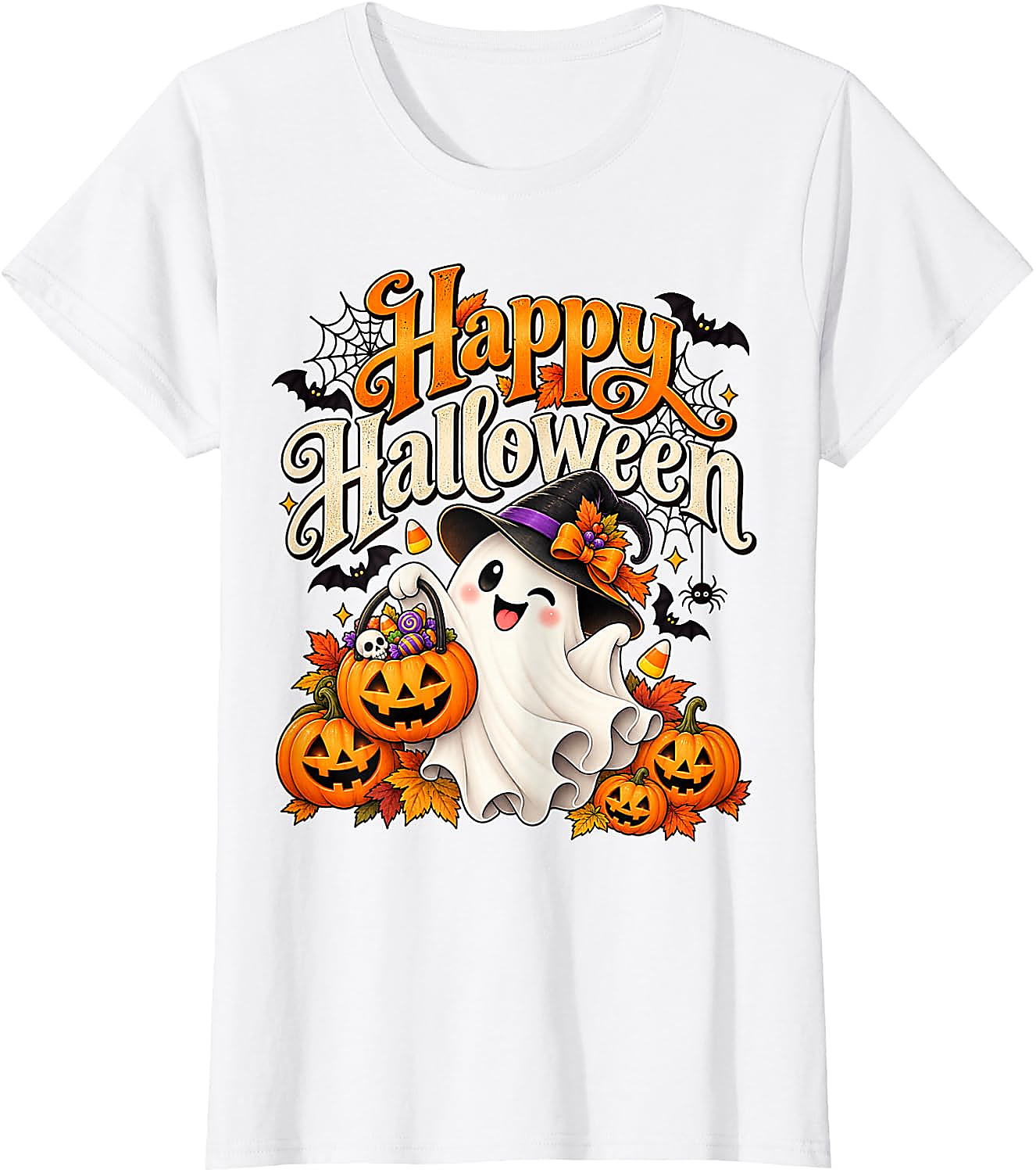 Cute Ghost Halloween T-Shirt | Spooky Pumpkin Graphic Tee