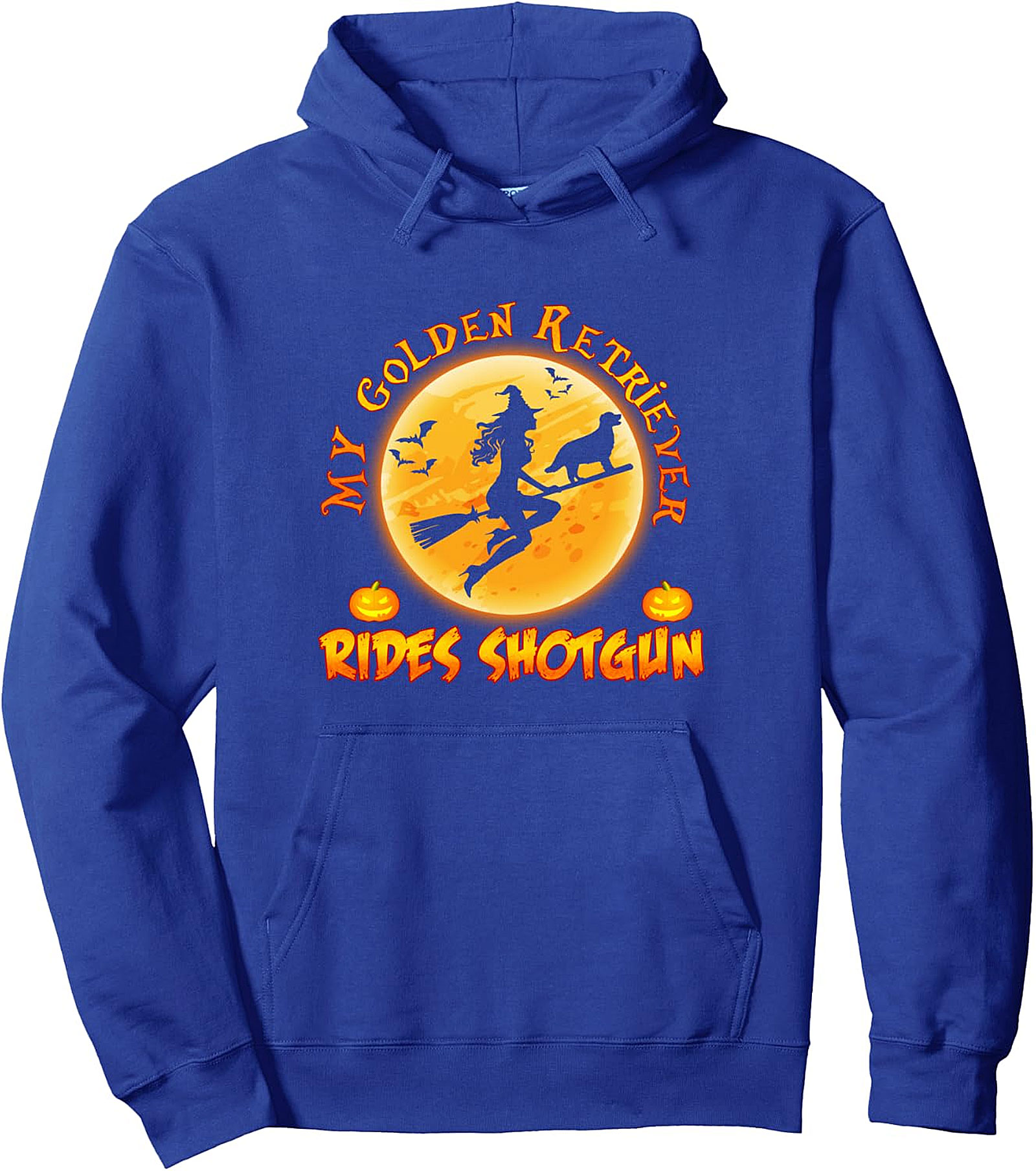 Golden Retriever Rides Shotgun Witch Dog Halloween Hoodie