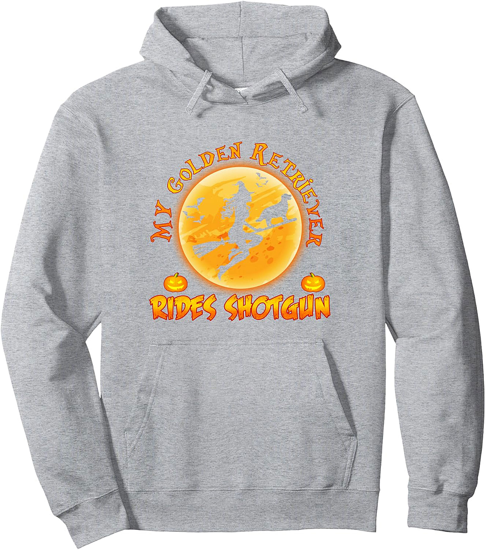 Golden Retriever Rides Shotgun Witch Dog Halloween Hoodie