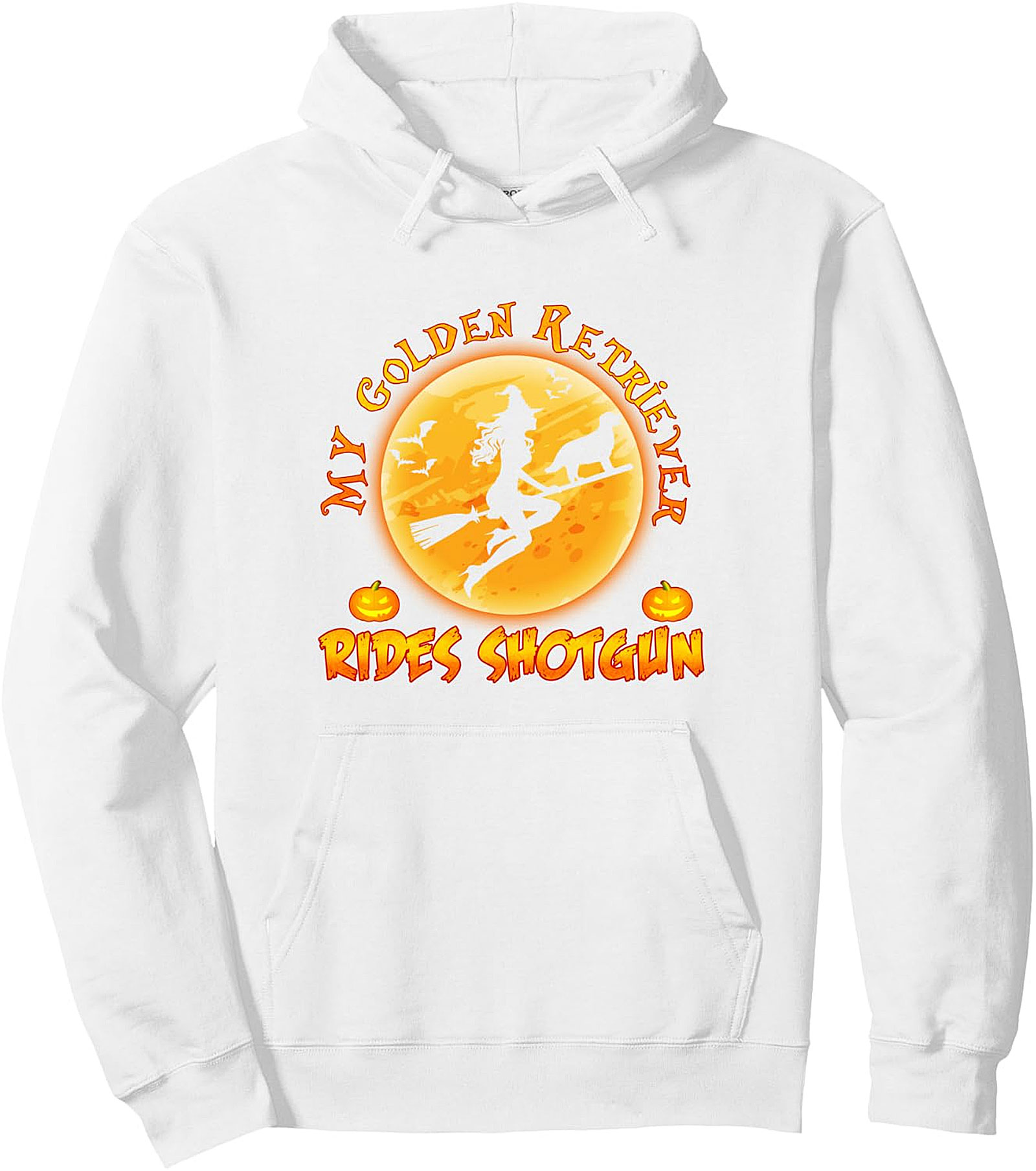 Golden Retriever Rides Shotgun Witch Dog Halloween Hoodie