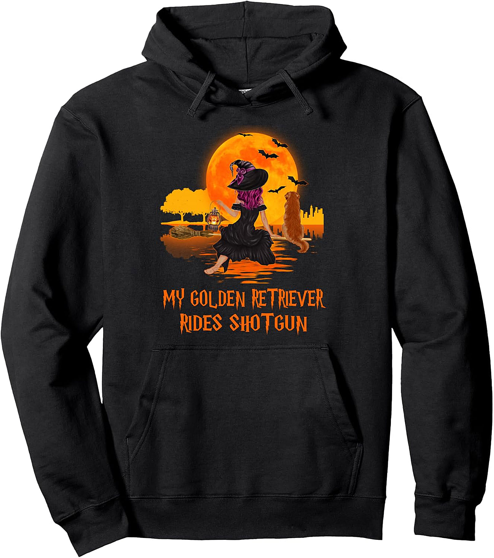 My Golden Retriever Rides Shotgun Halloween Pullover Hoodie
