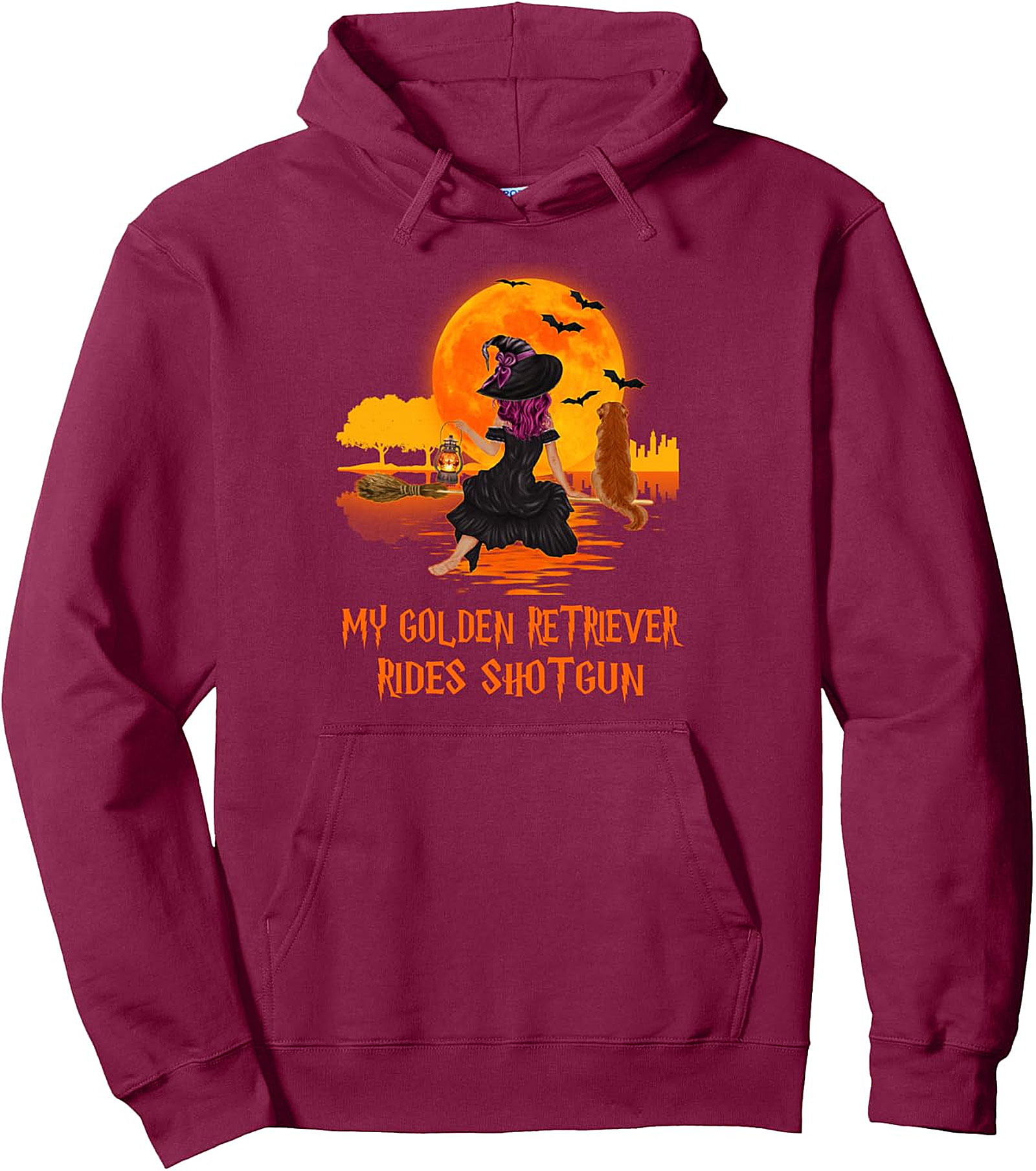 My Golden Retriever Rides Shotgun Halloween Pullover Hoodie