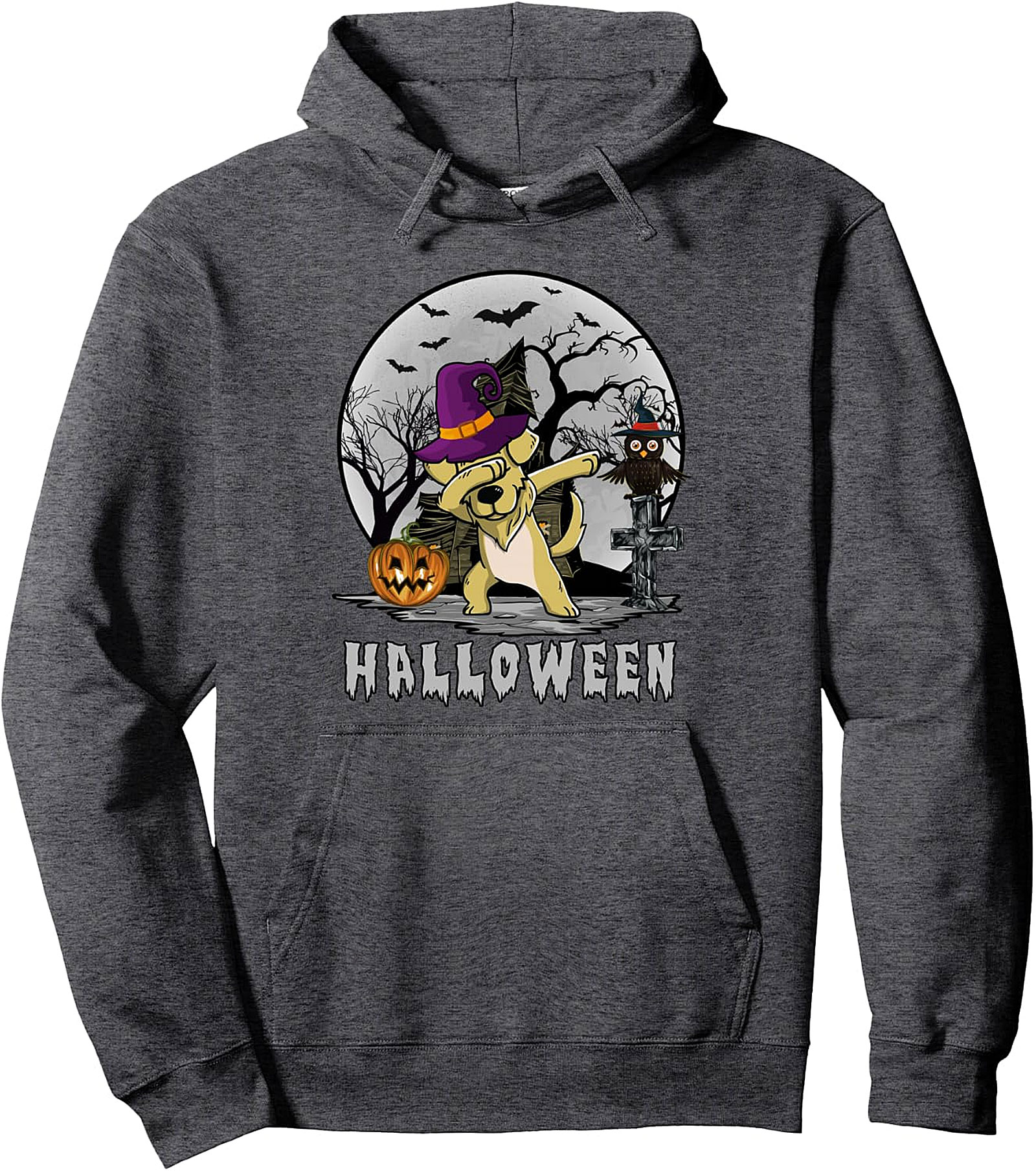 Dabbing Golden Retriever Witch Hat Halloween Pullover Hoodie