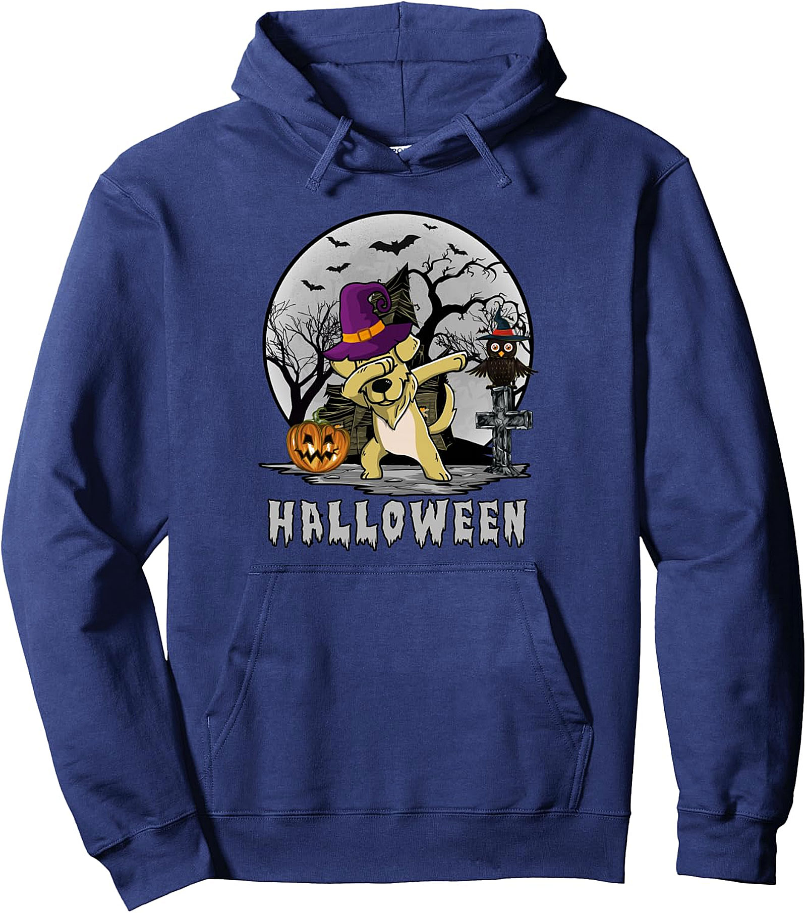Dabbing Golden Retriever Witch Hat Halloween Pullover Hoodie